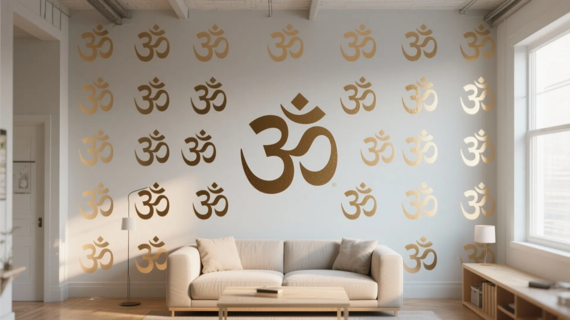 Om Pattern Accent Wall with Stencils or Decals