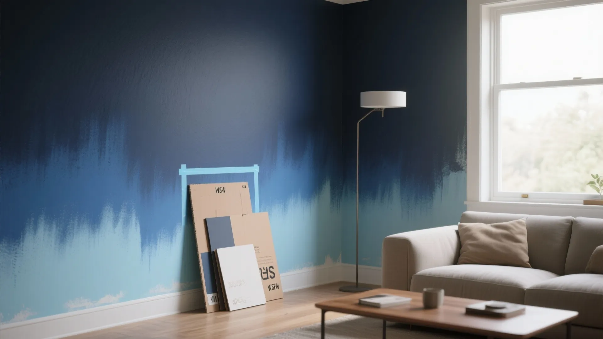 1. Ombre Accent Wall with Spray Paint