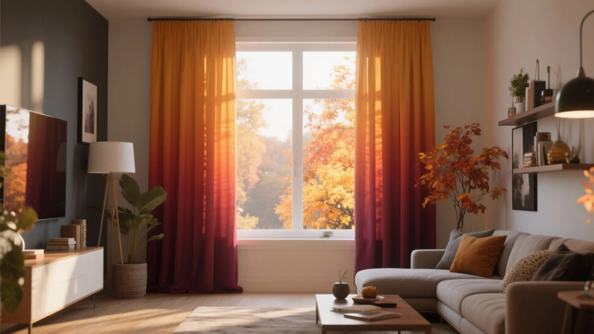 6. Ombre Curtains in Autumn Gradient