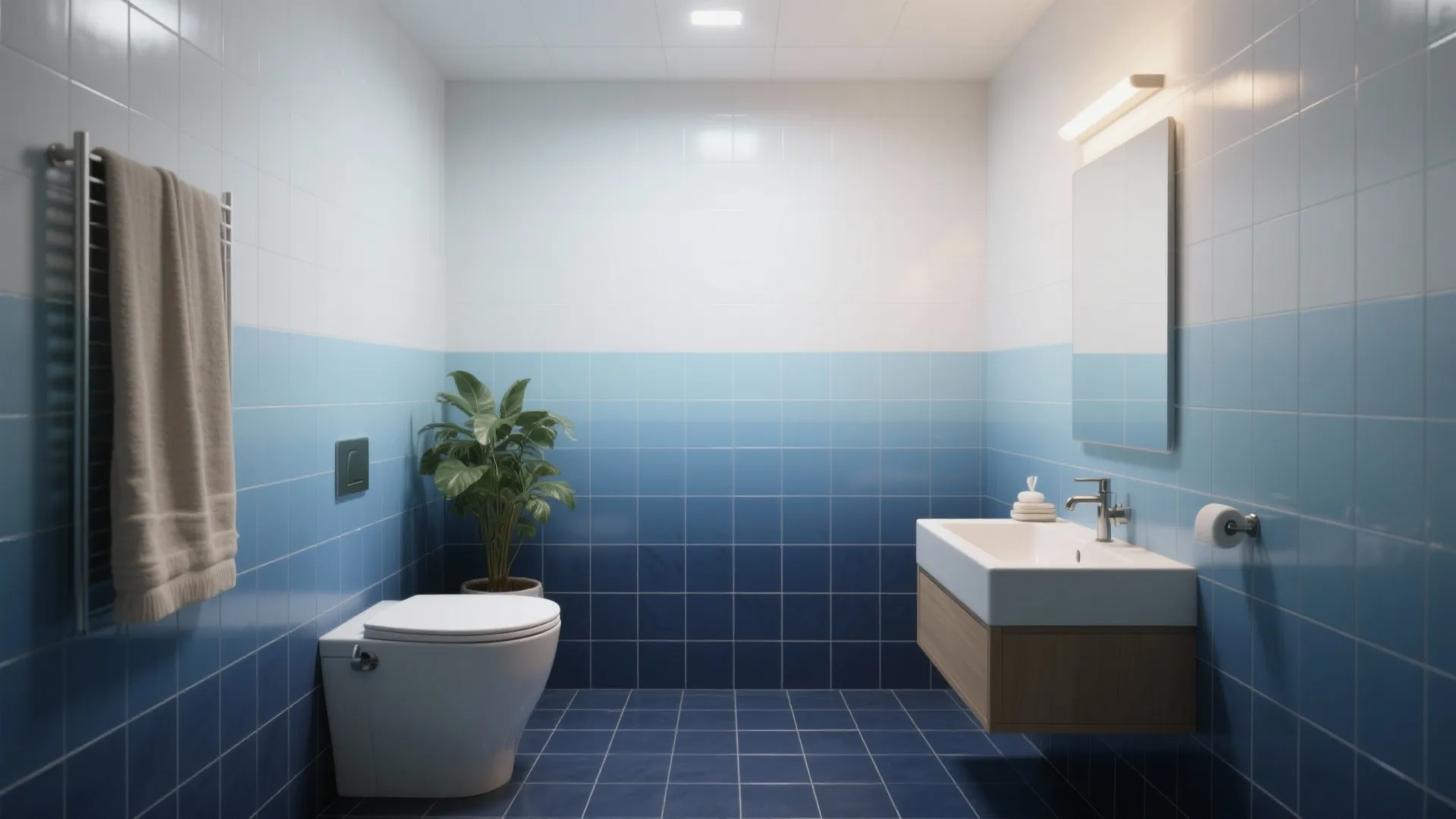 5. Ombre Blue Tiling from Floor Up