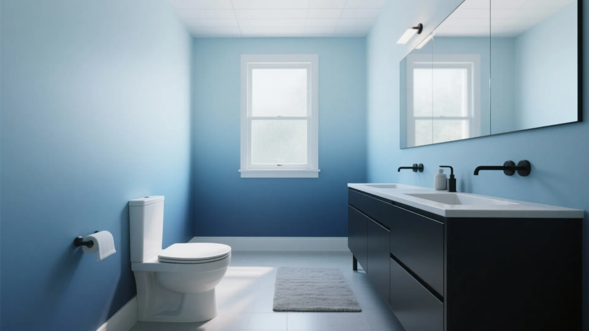 2. Ombre Blue Walls with Black Accents