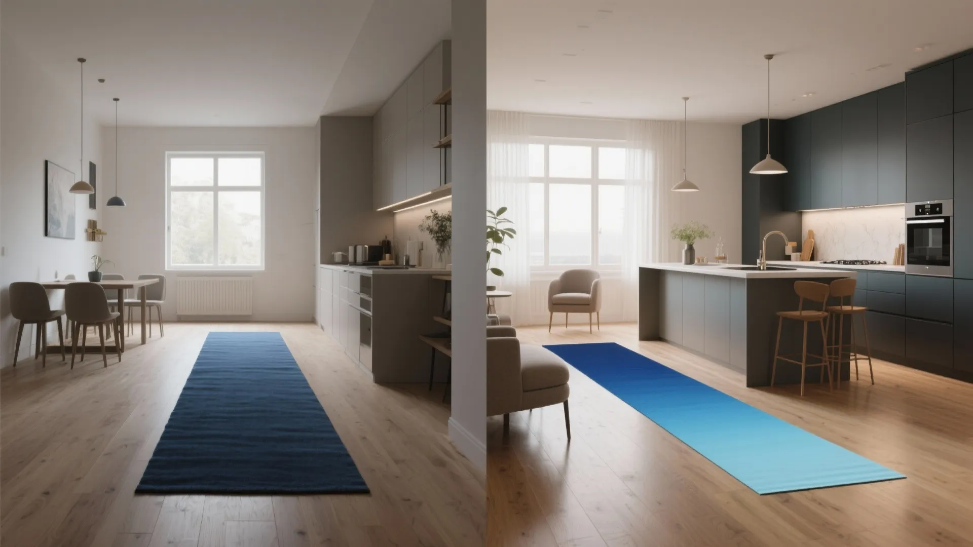 4. Ombre blue runner to define zones