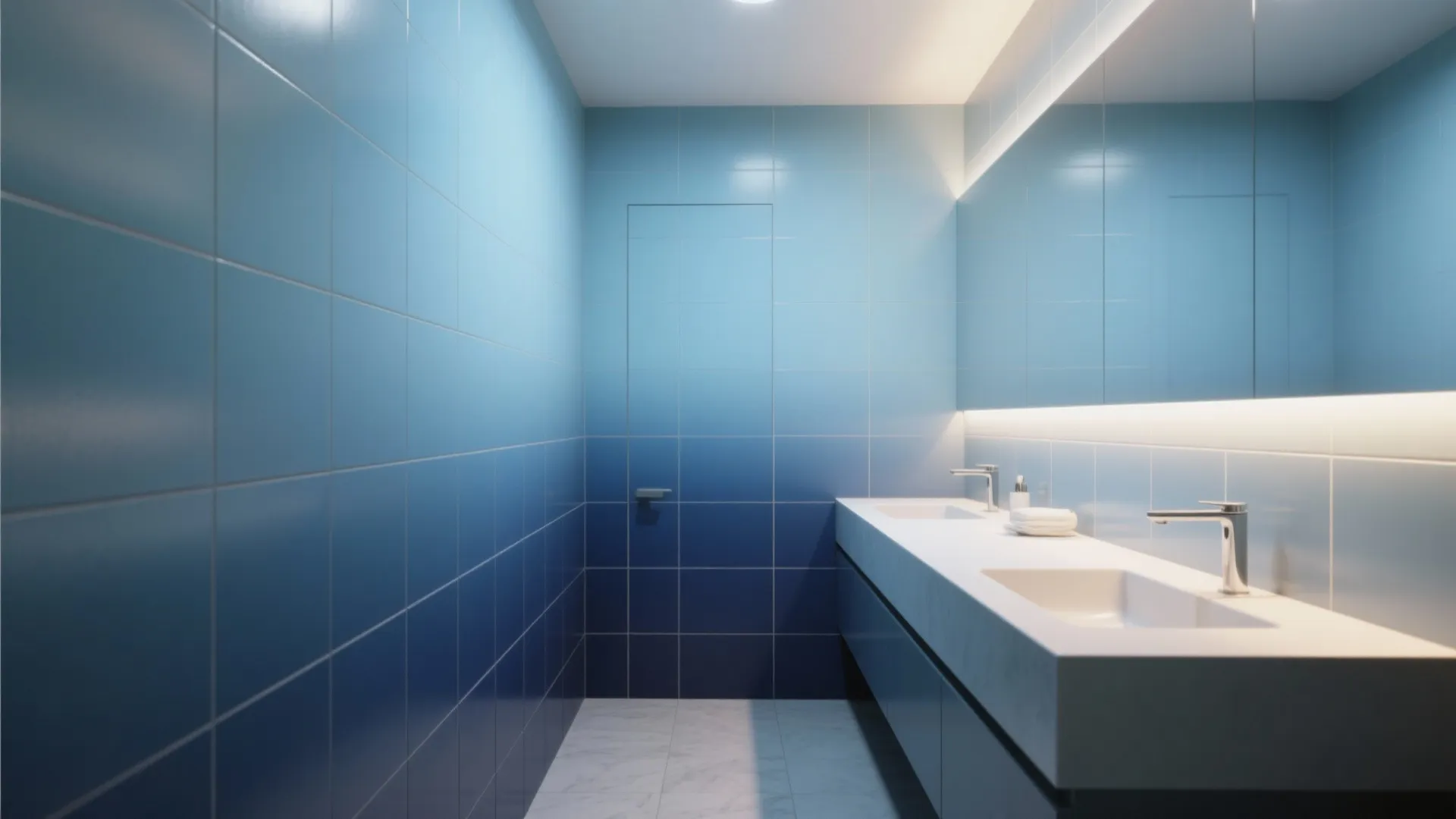 1. Ombre blue tiles to add depth