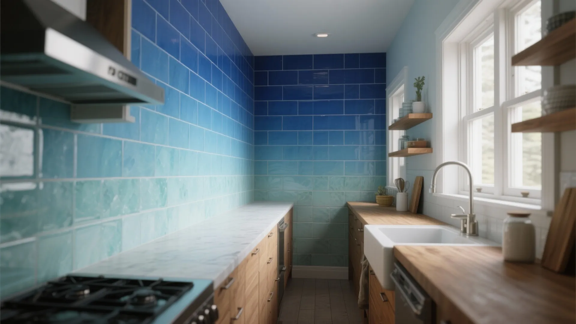 3. Ombre Blue Tile Gradient to Stretch the Eye