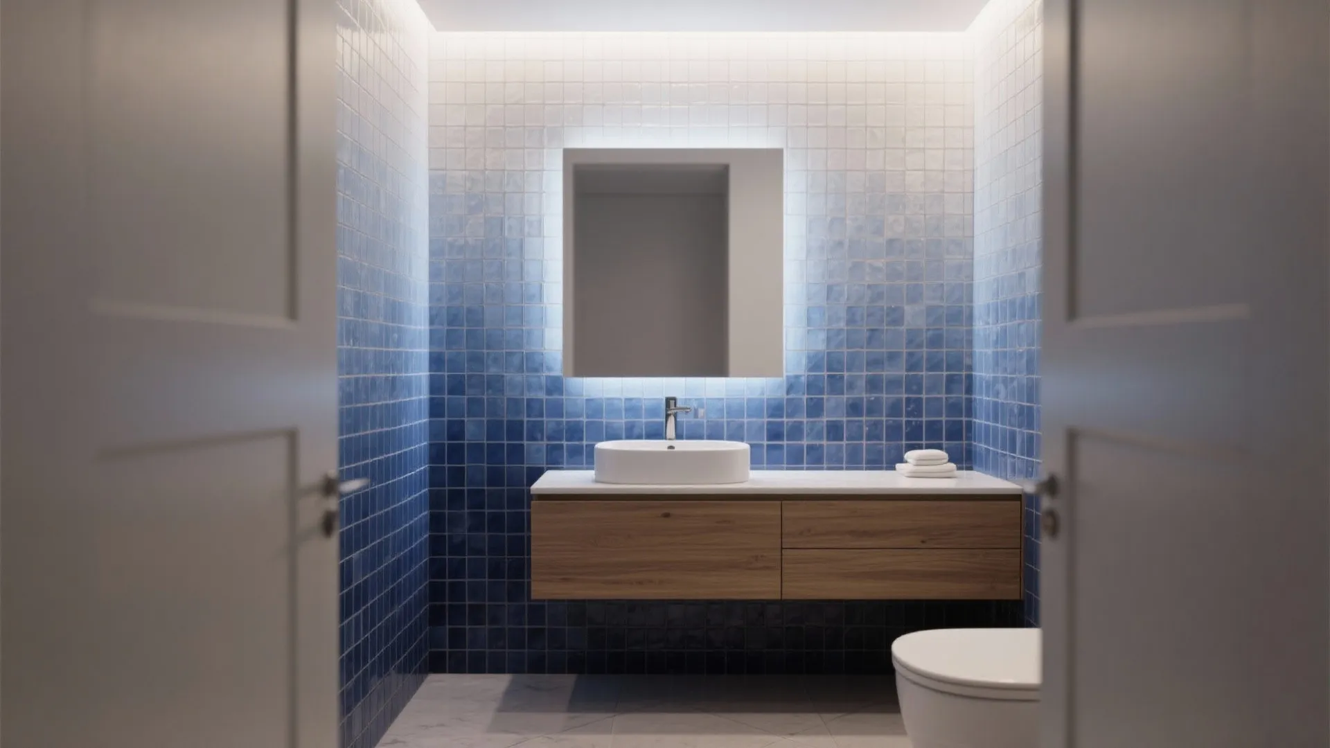 2. Ombre Blue Mosaic Accent Wall