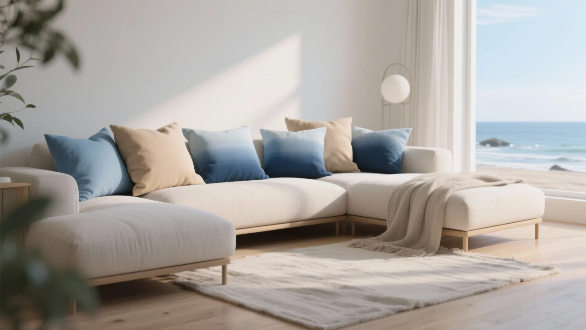 4. Use ombré blues with tan accents for coastal vibes