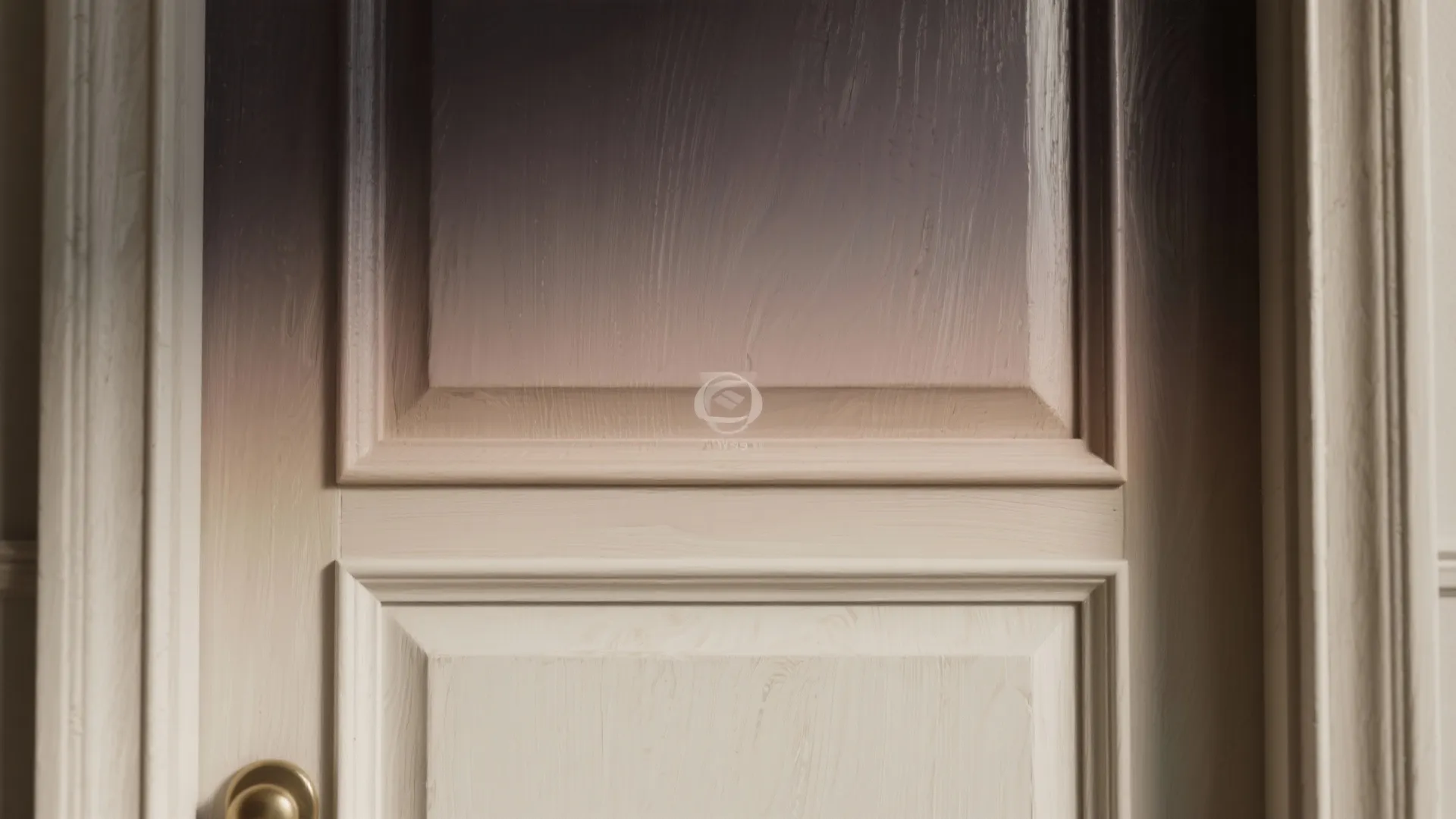 Close-up of an ombré door panel with a subtle gradient fade from mid-tone to light trim, showing blending detail.