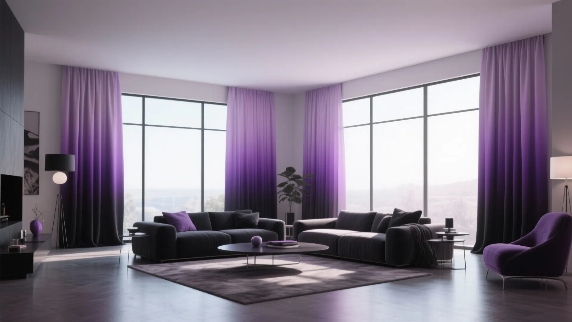 8. Ombre Drapery in Purple-to-Black Gradient