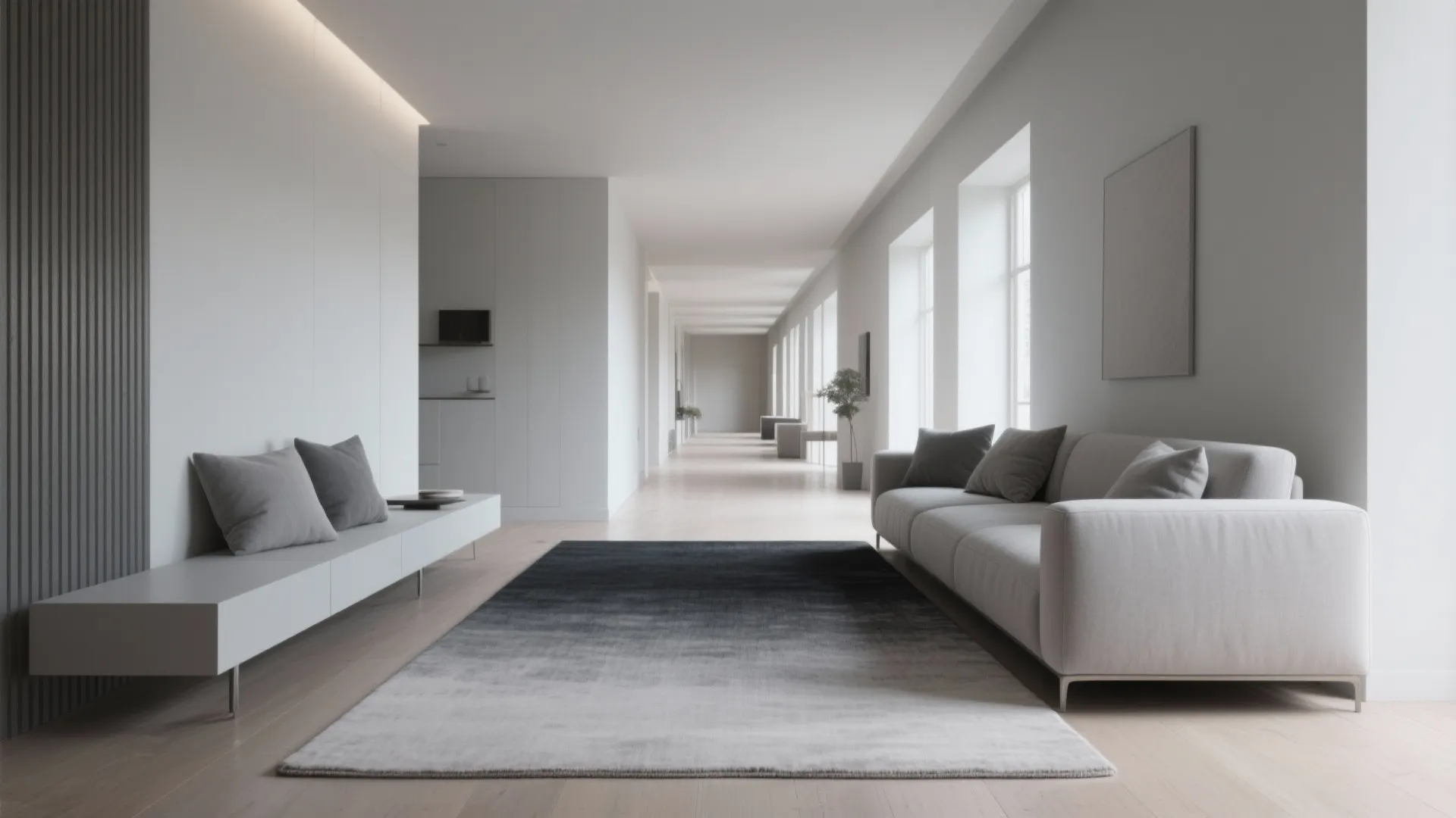 3. Two-tone ombré rug to elongate narrow rooms