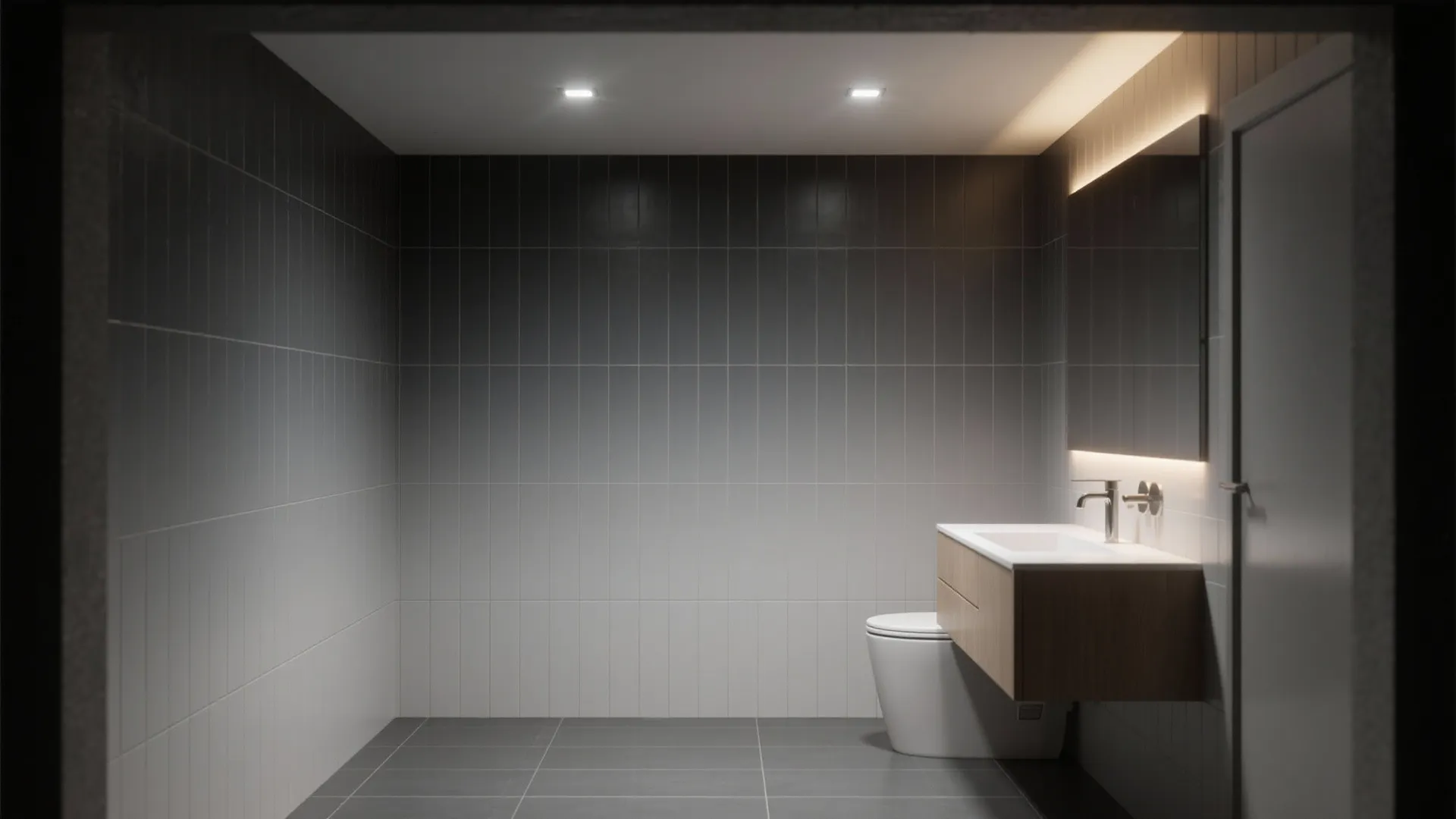 5. Gradient or ombré grey tiles for visual height