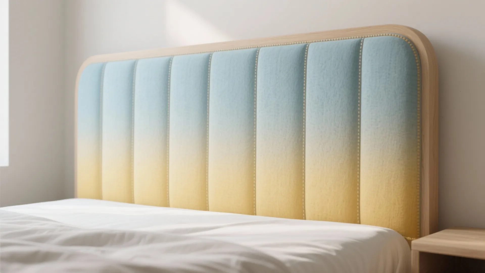 3. Ombre Headboard from Pale Blue to Sunny Yellow