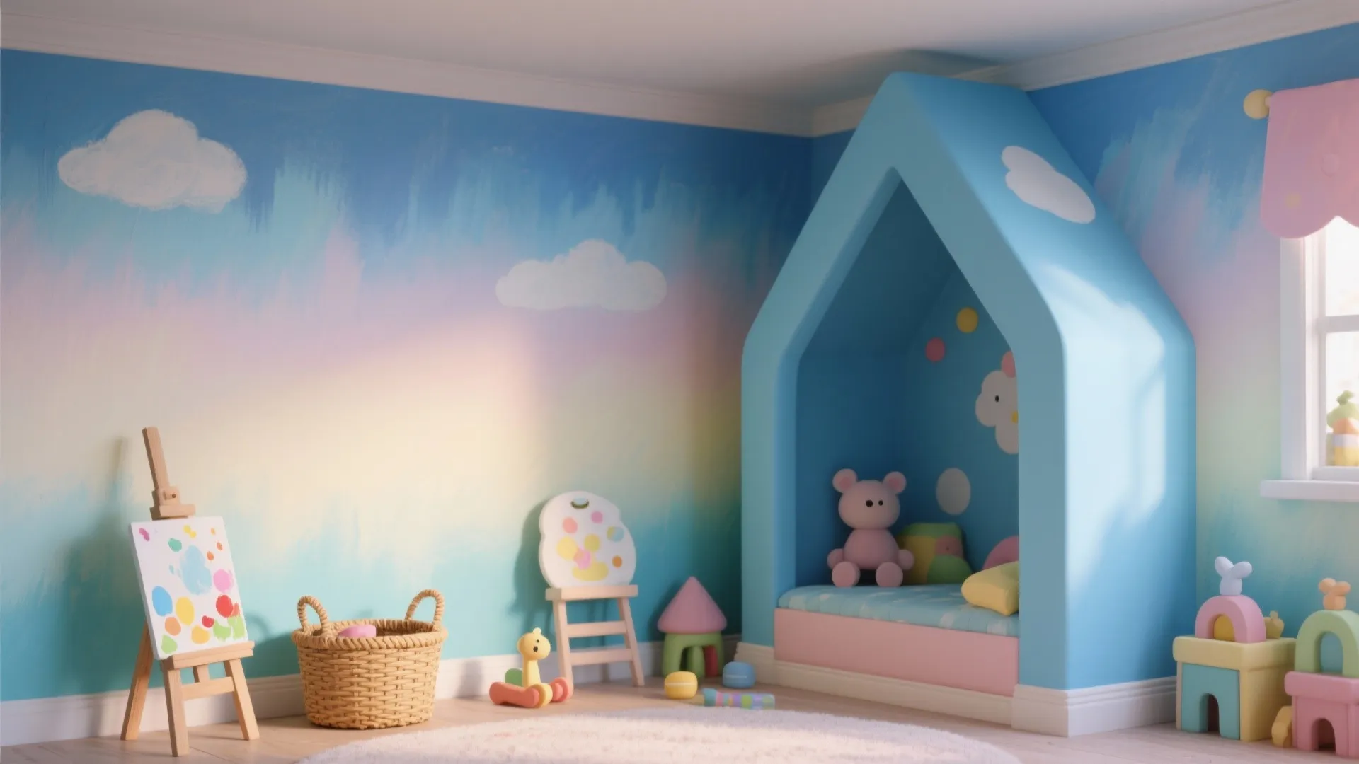 4. Ombre Sky Effect for Kid’s Room or Nook