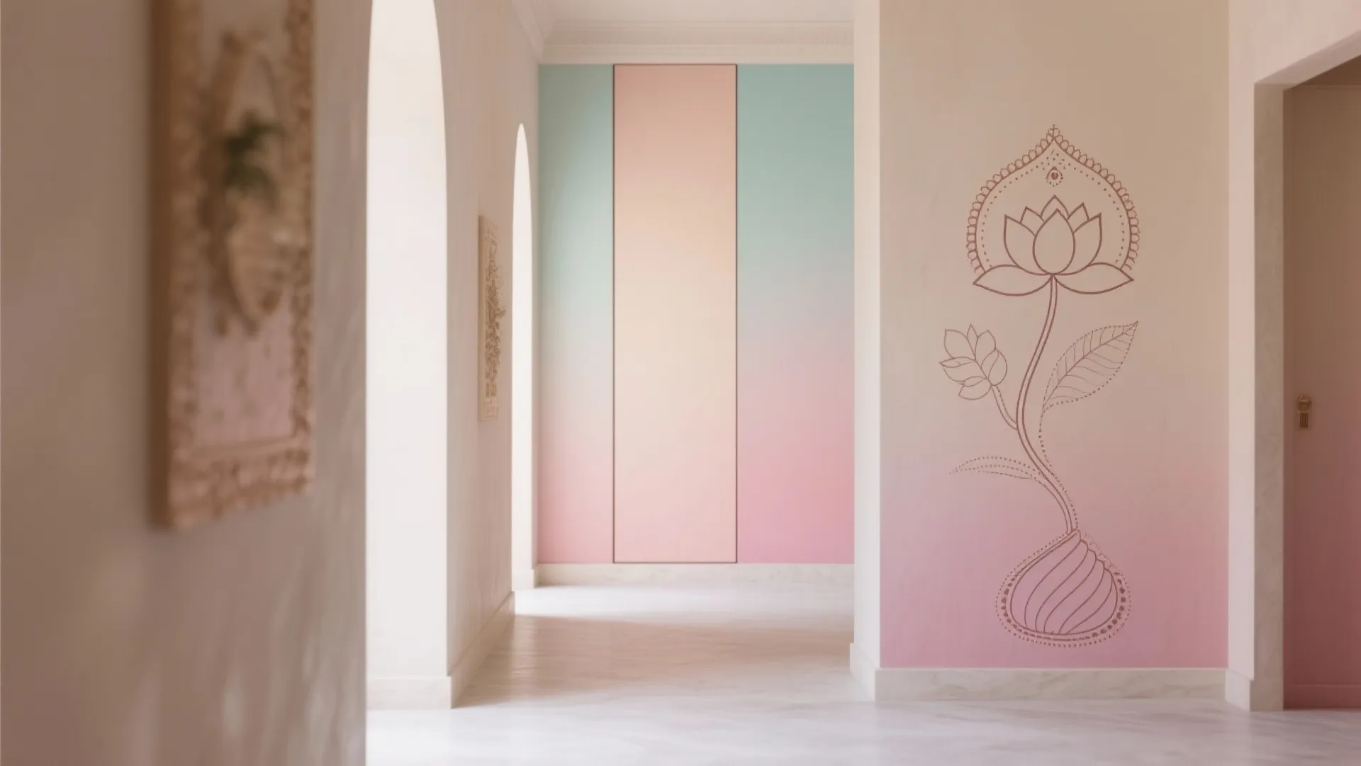 Pastel Ombre Panels with Rangoli Motifs