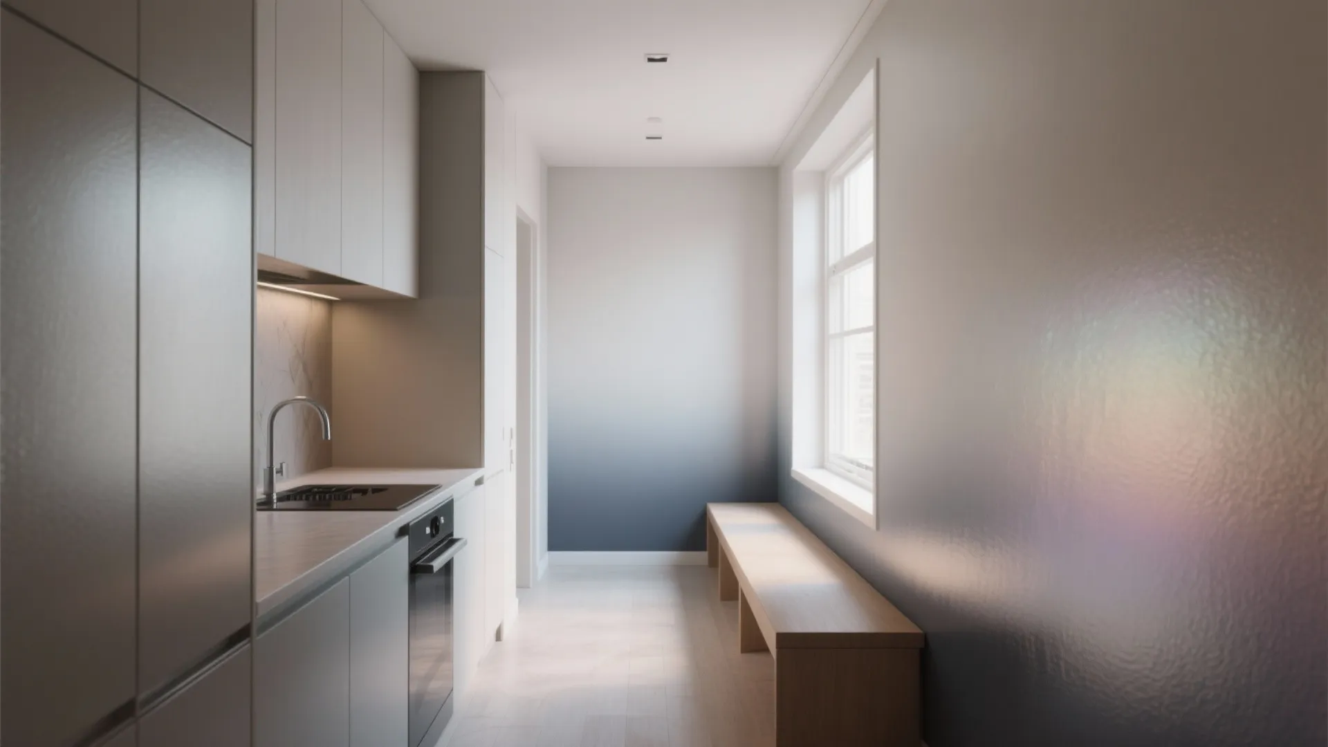 2. Ombre Shimmer to Lengthen Narrow Rooms