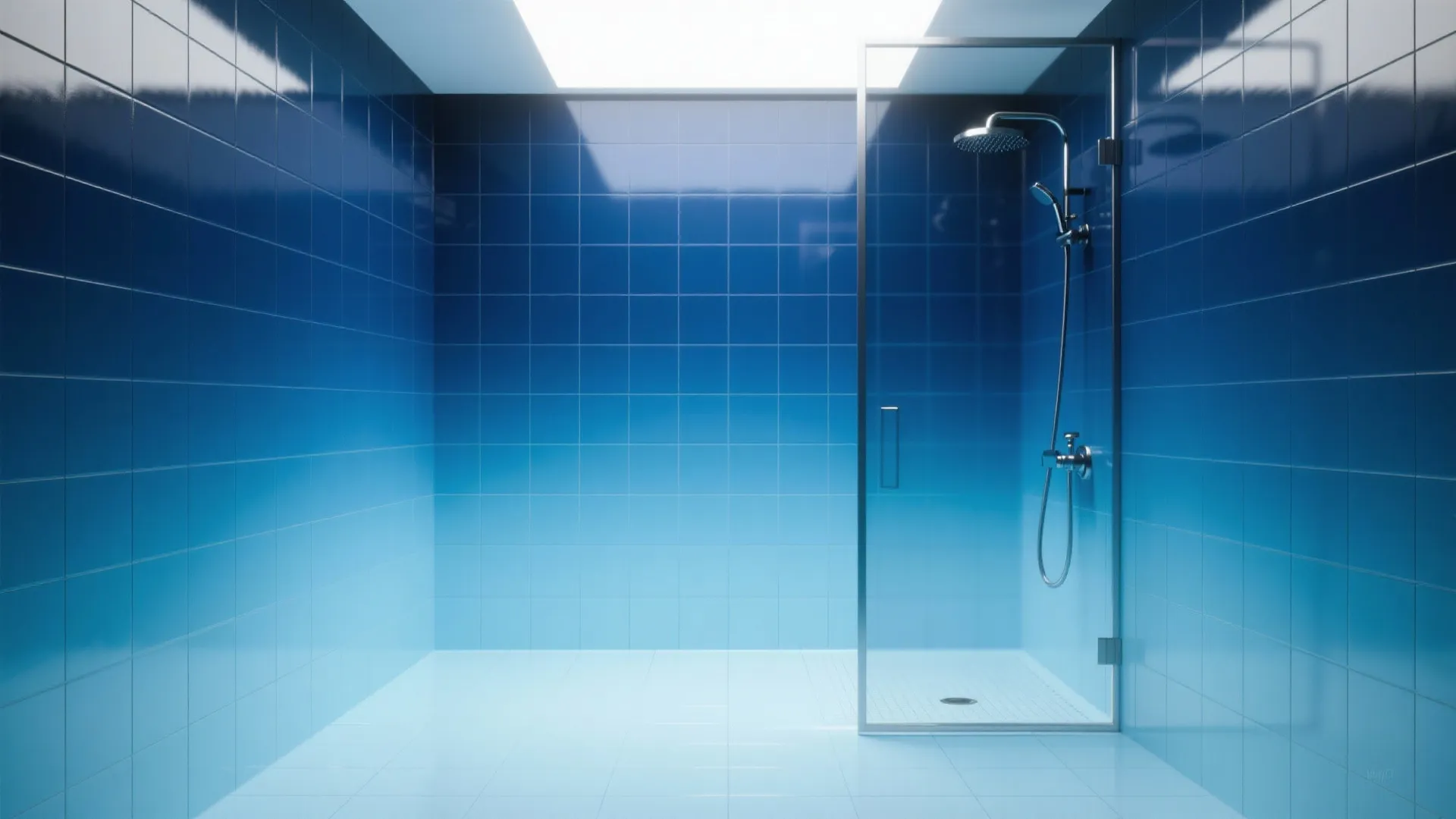 Ombre Shower: Deep-to-Light Blue Gradient