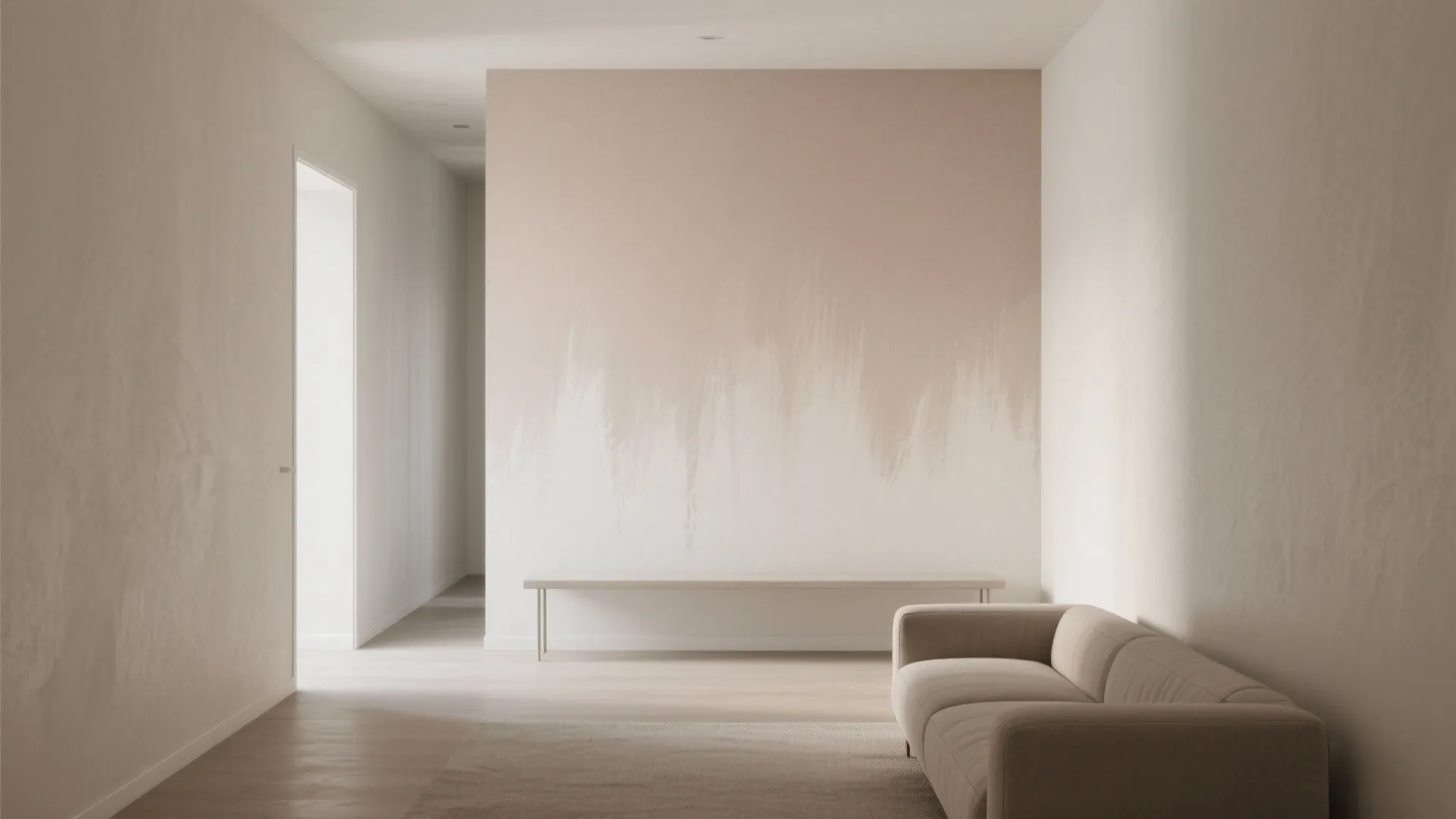 Hand-Brushed Ombre Walls to Soften and Stretch Space
