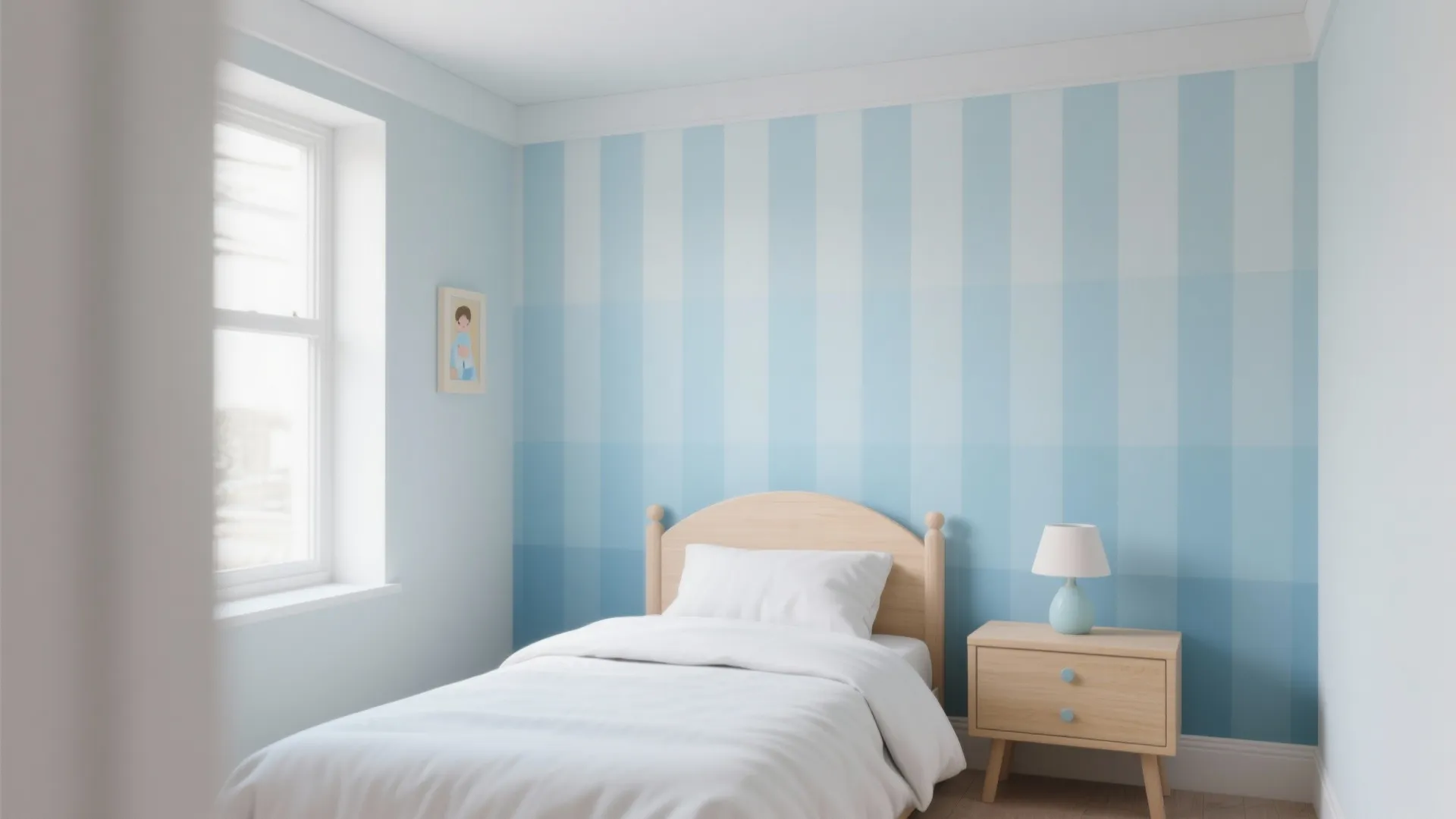 Ombre Stripes: Vertical Lift in Tiny Bedrooms