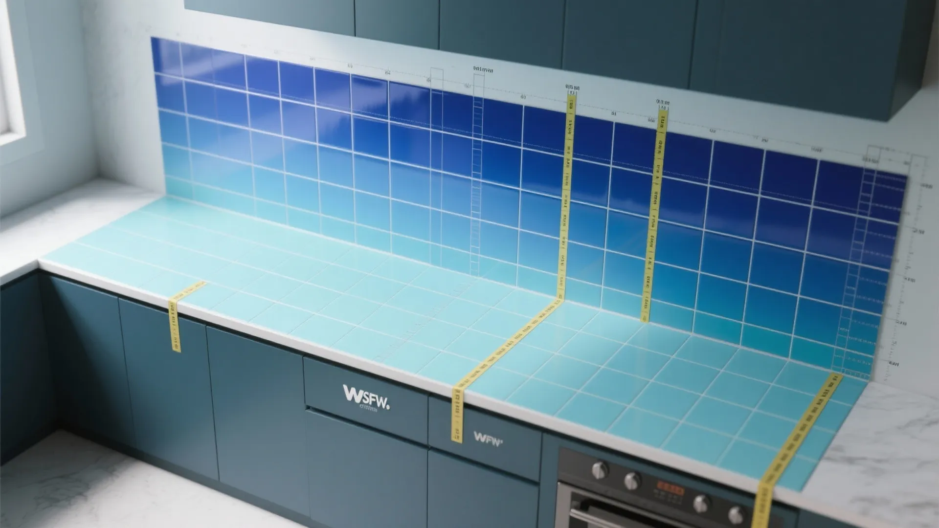 5. Gradient blue tiles (ombre) for a designer touch