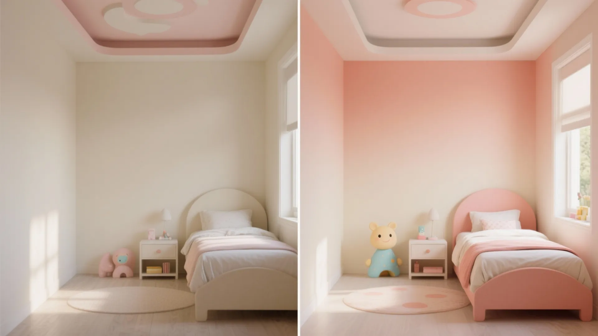 5. Ombre or Two-Tone Peach for Tiny Bedrooms