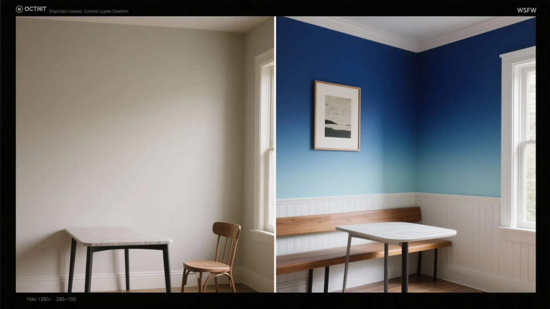 3. Ombre wall or painted wainscoting with art