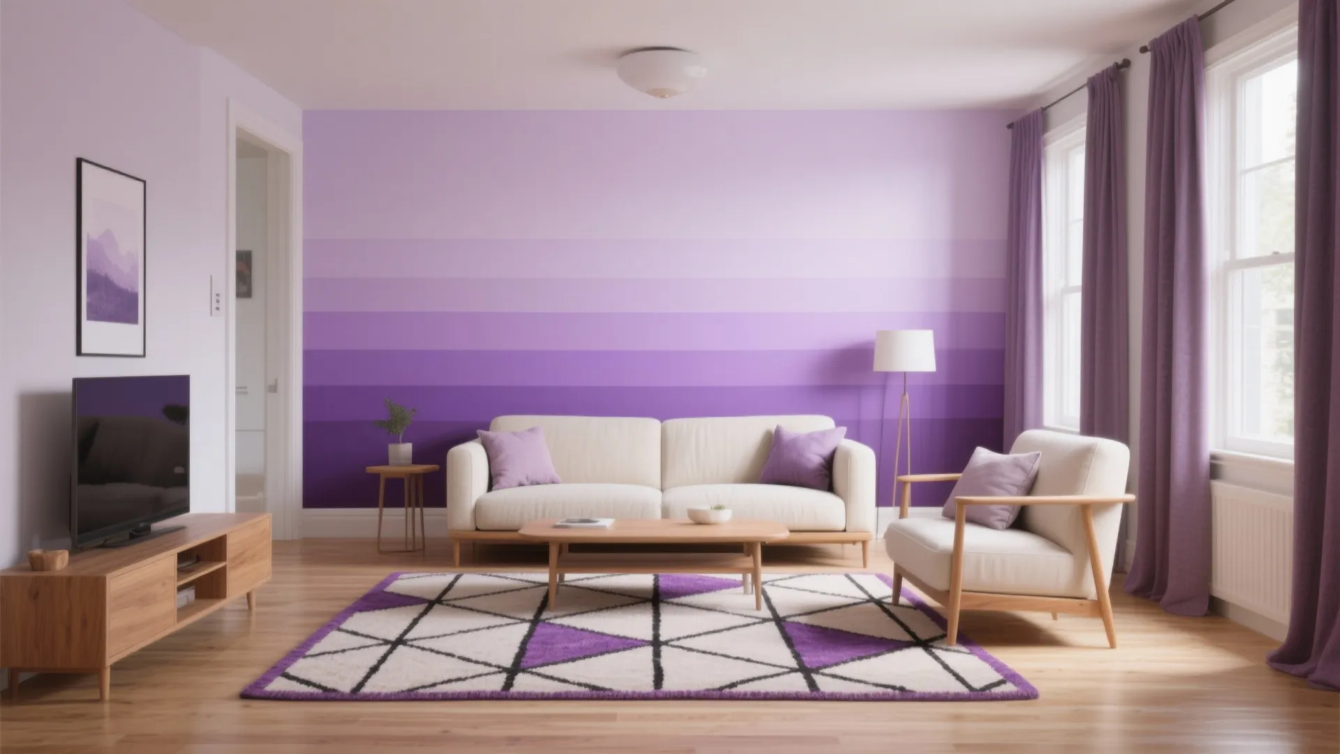 Pattern Play: Ombré Walls and a Geometric Rug