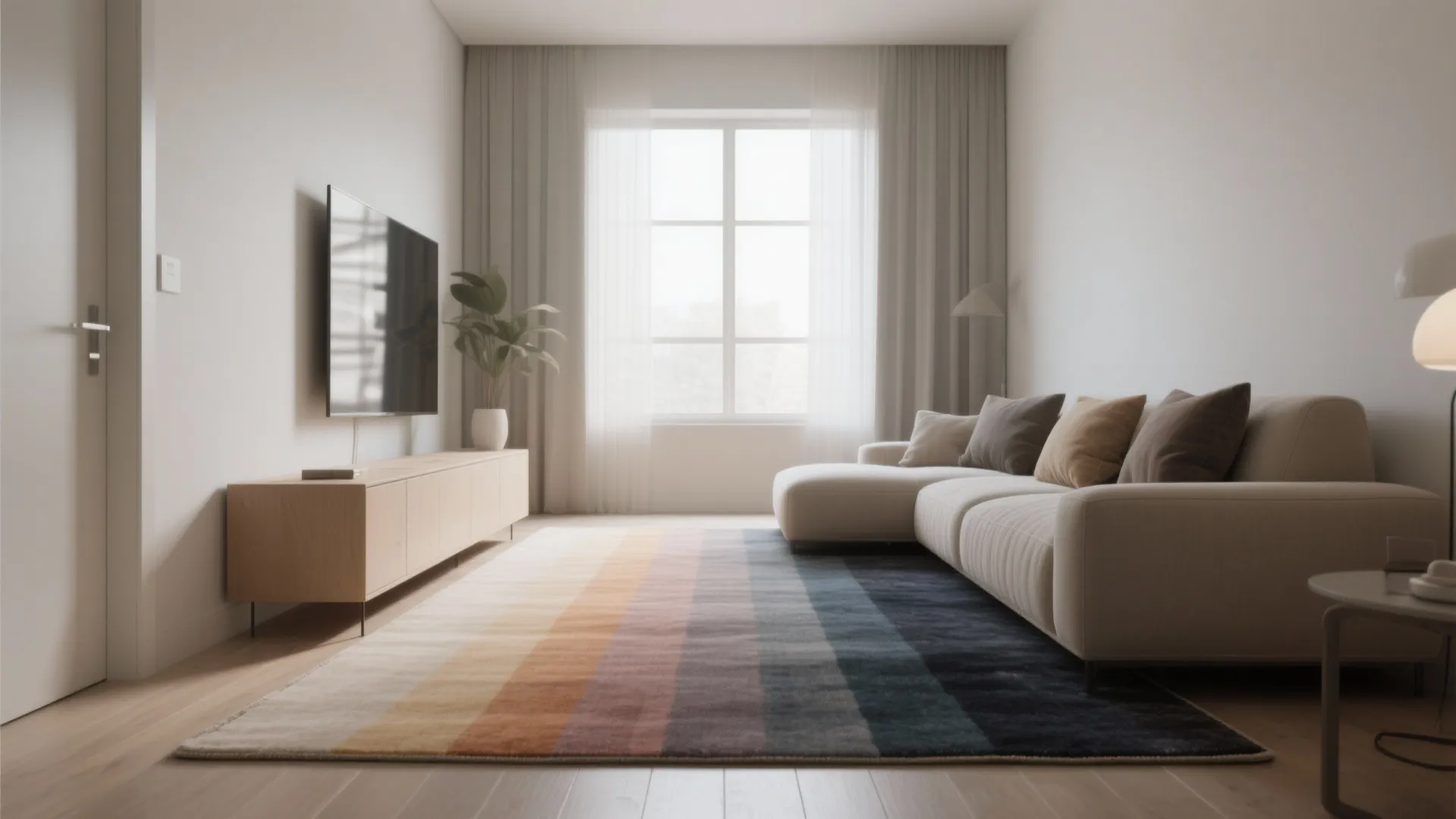 4. Go tonal with graduated multicolor rugs
