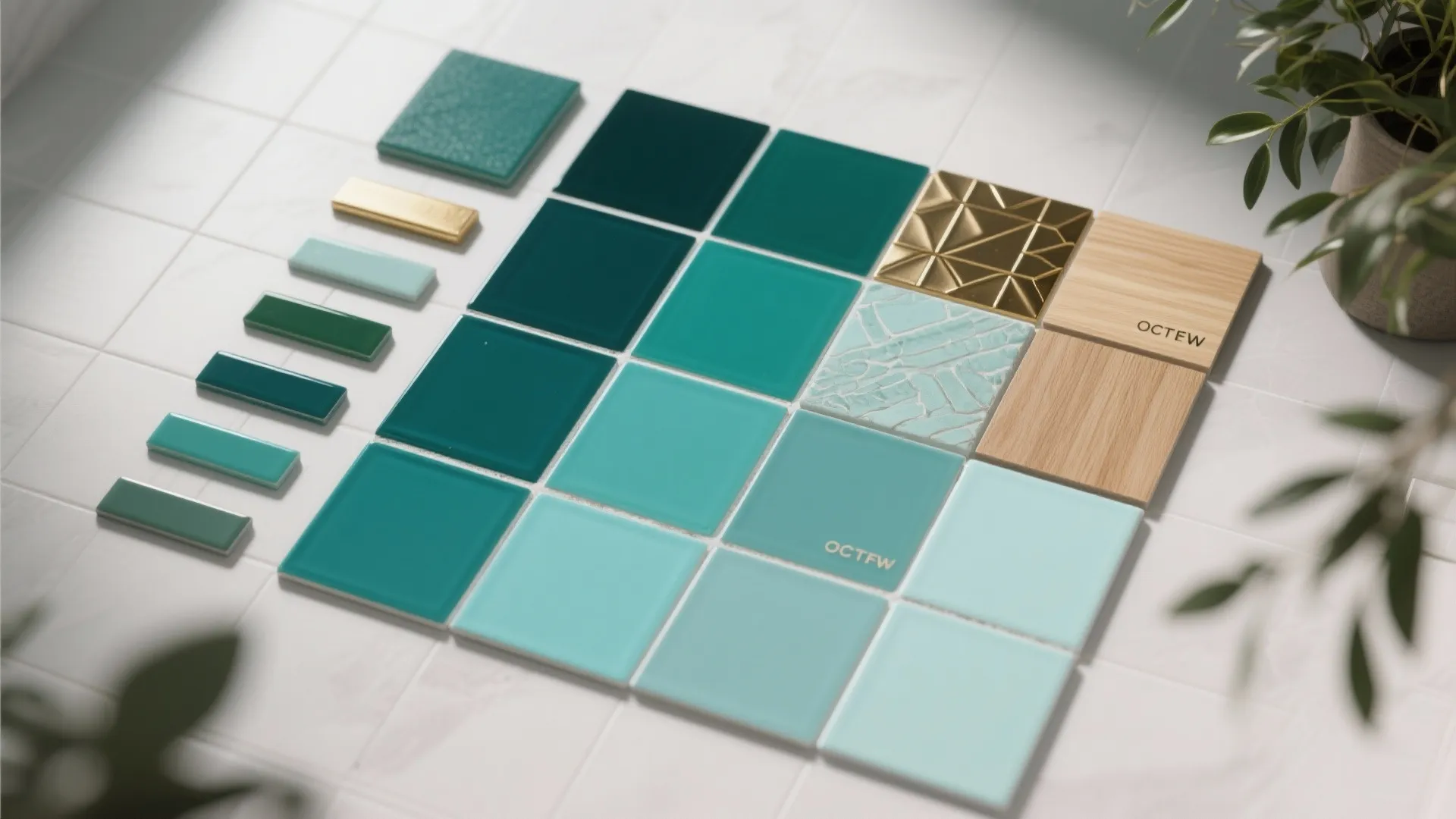 4. Ceramic Play: Gradient Tile Shower (Ombré Blues to Greens)