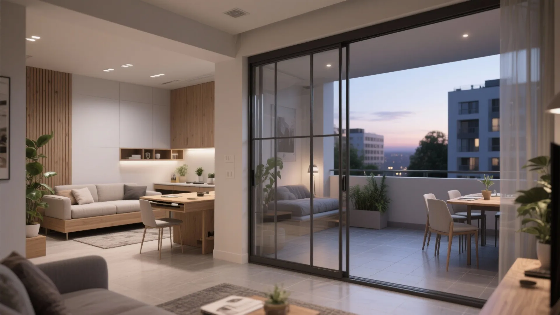 Flexible Room: Sliding Partitions and Balcony Fusion