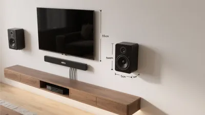 Modern Home Theater Setup with Wall-Mounted Speakers