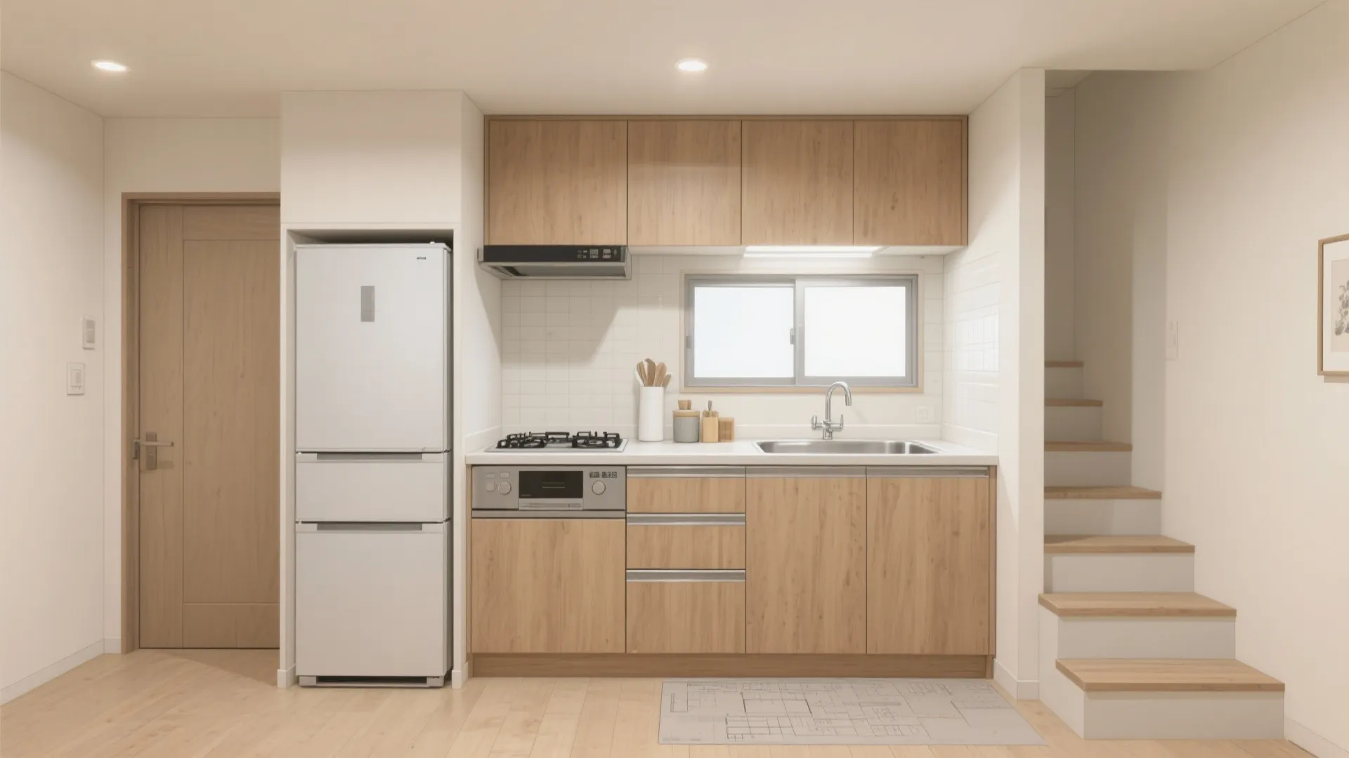 Tips 5: キッチンは“横一列化”で家事の歩数を削減