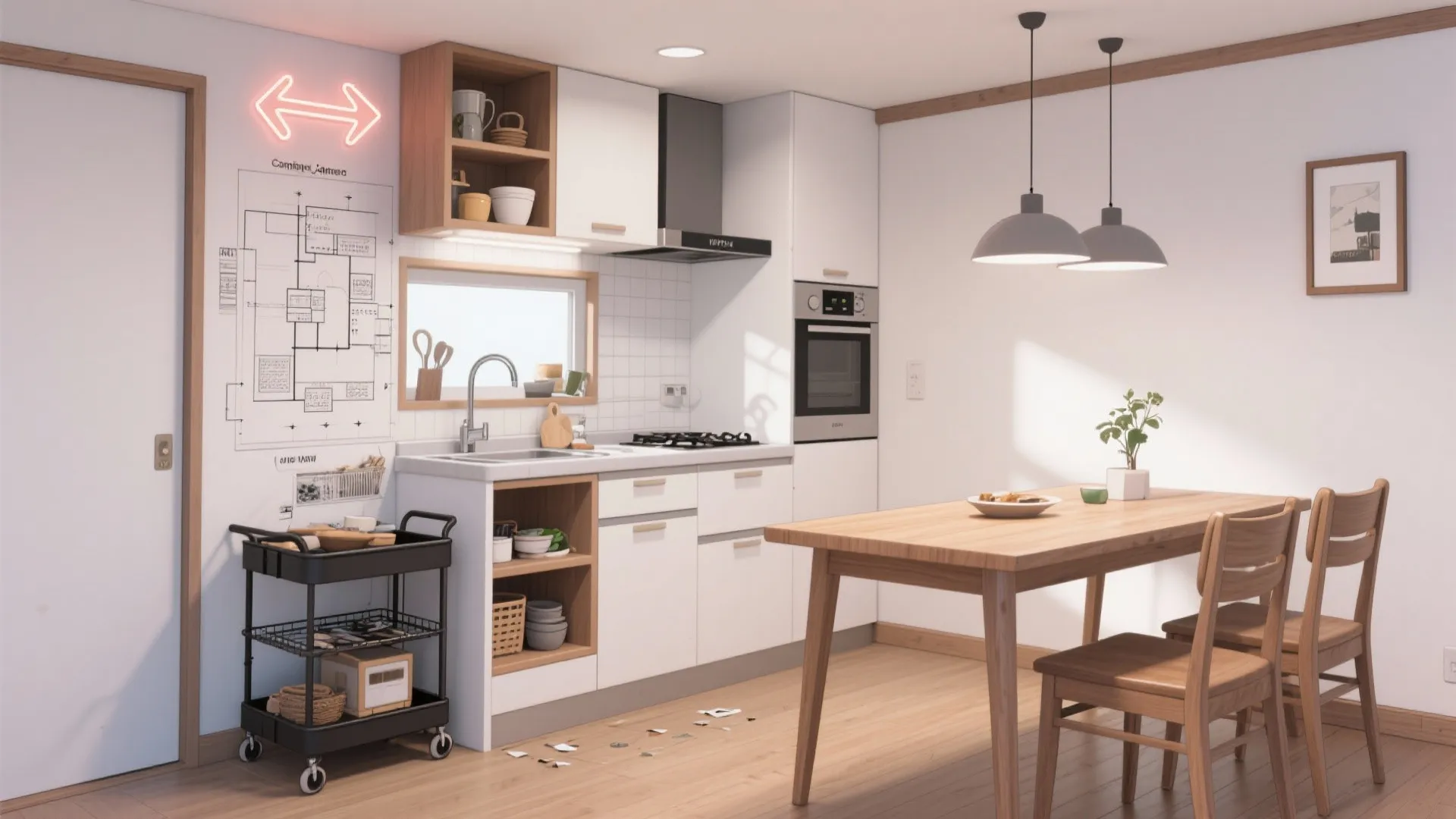 キッチンのワンモーション化：配膳距離を2歩に収める（家事導線の再設計）