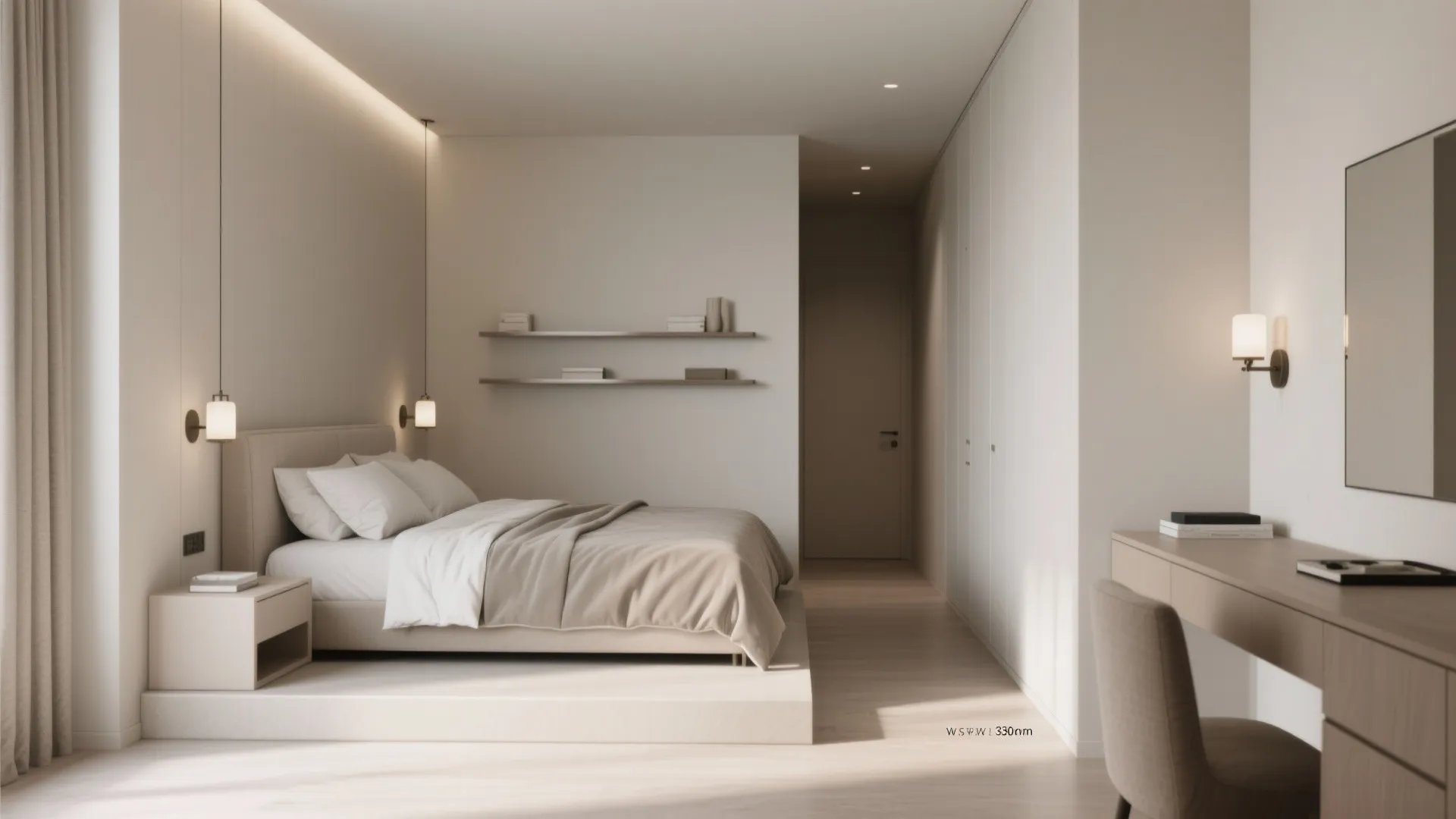 2) One-Side Access: Bed to Wall Placement