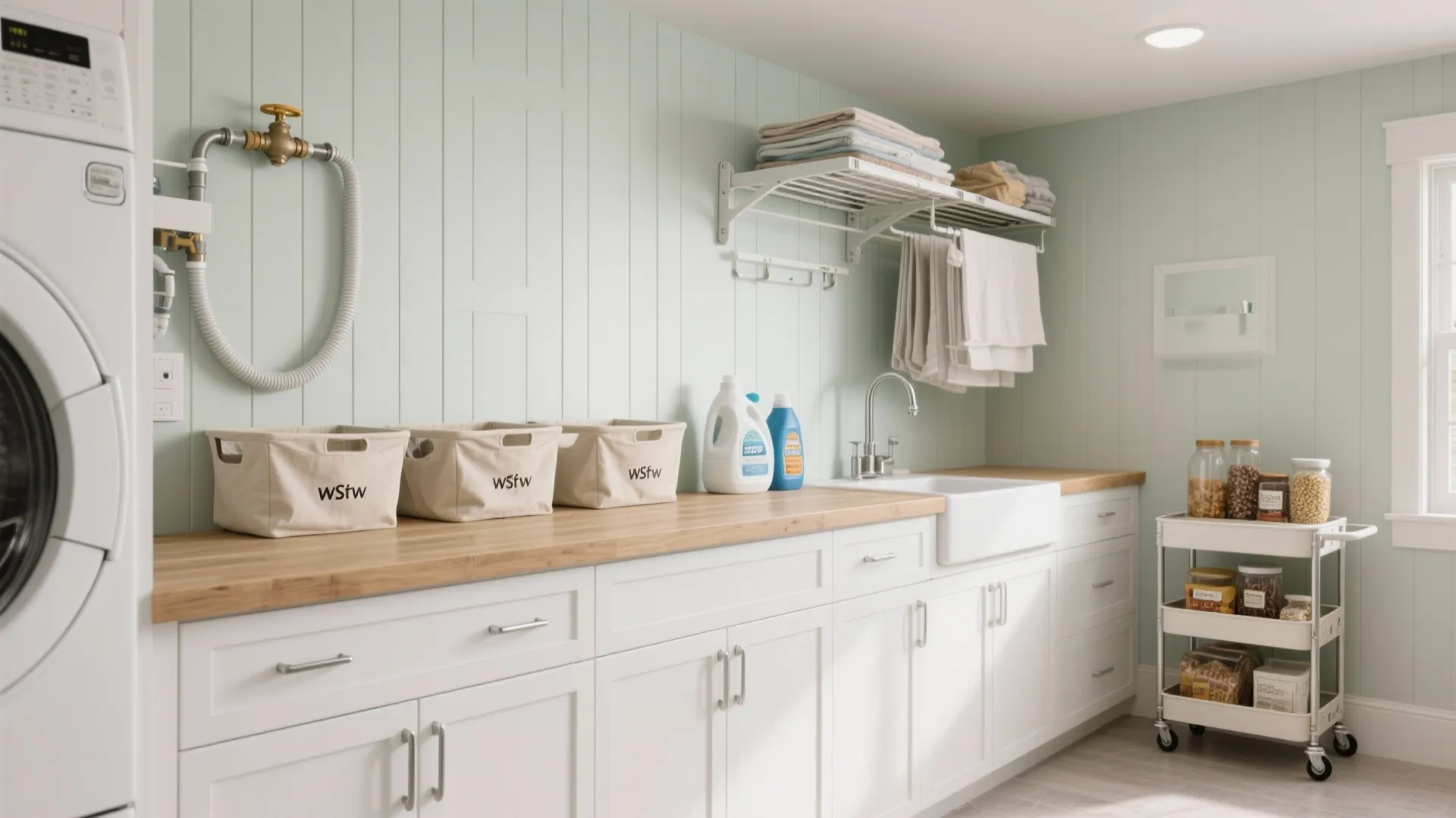 One-wall workflow: fold, sort, and stash