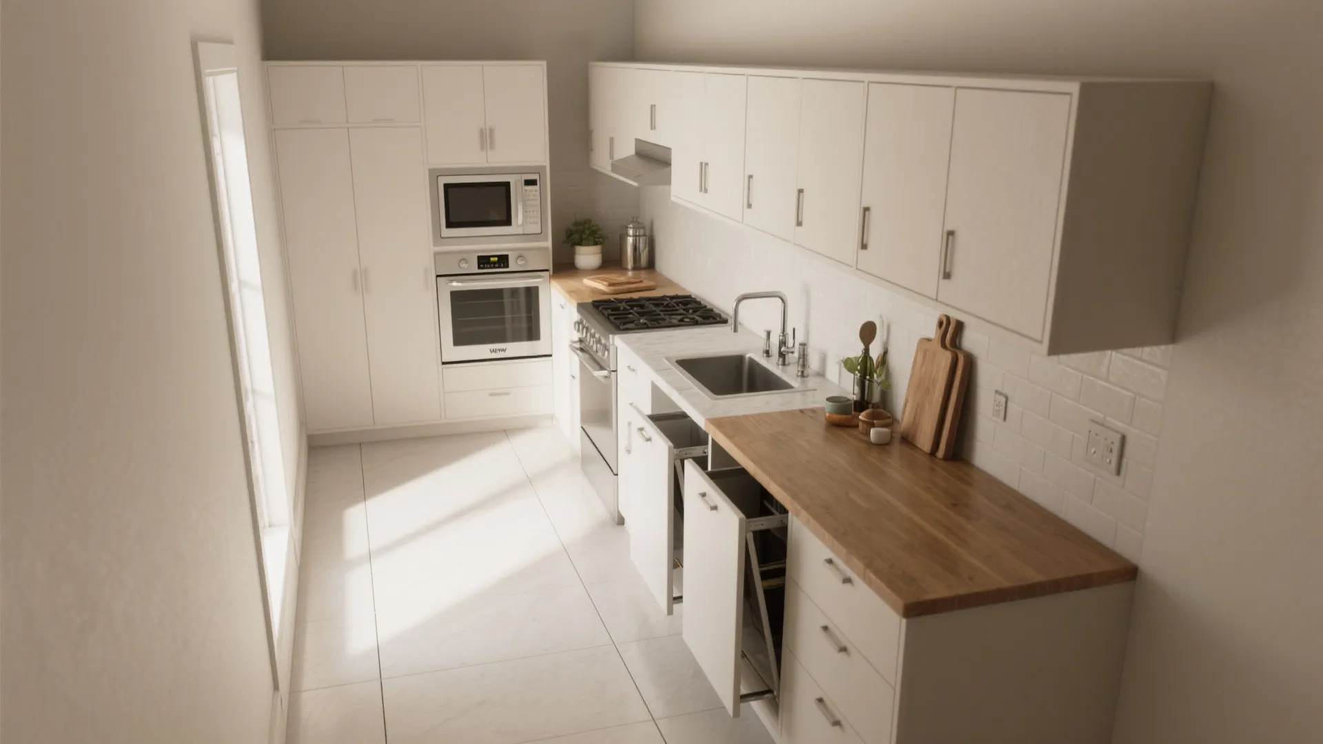 Galley Efficiency: One-Wall + Island Alternative