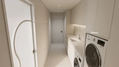 Modern Laundry Room with Built-In Storage & Smart Lighting