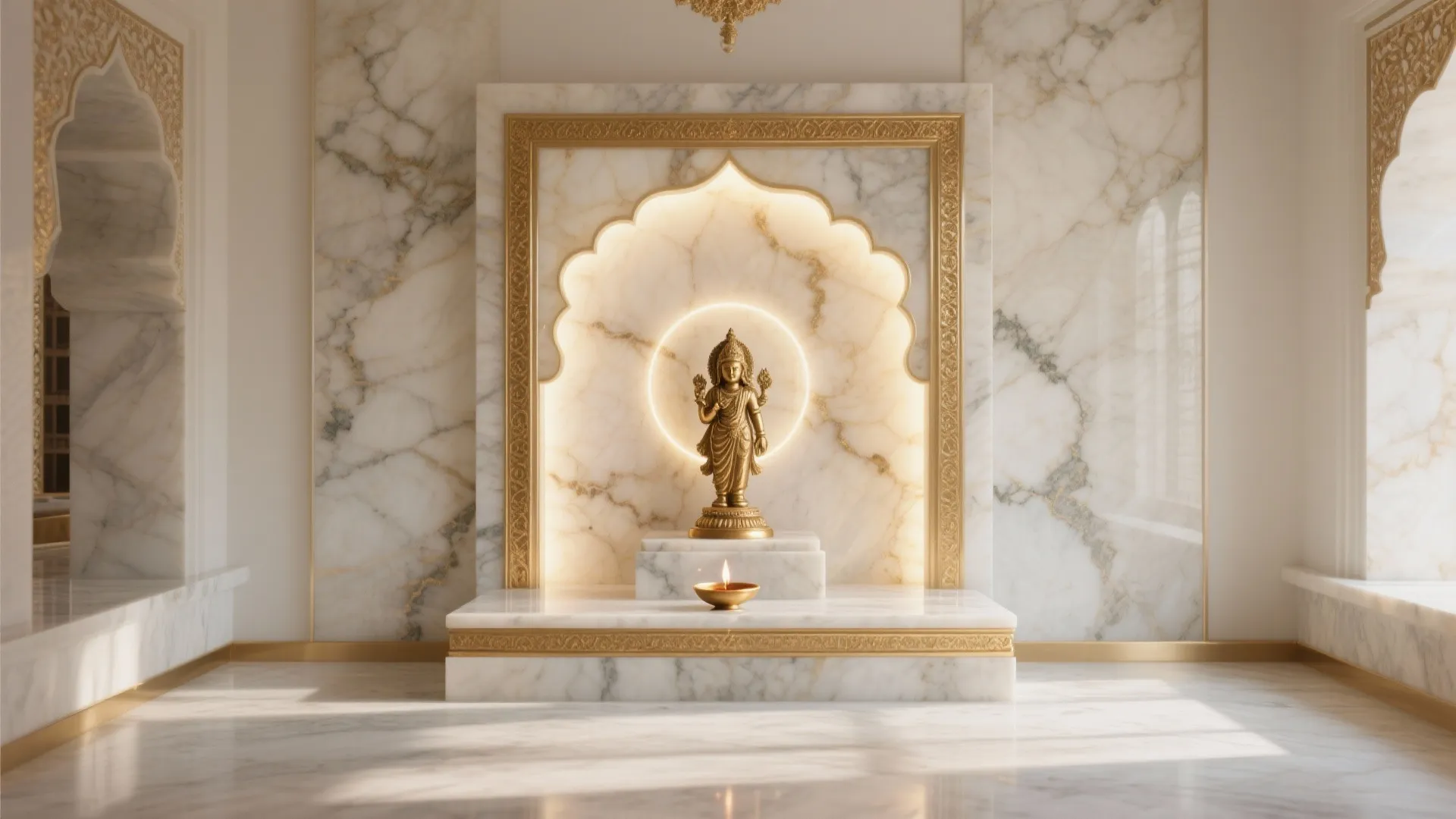 Statement backdrops: stone, textured paint, or metal inlay