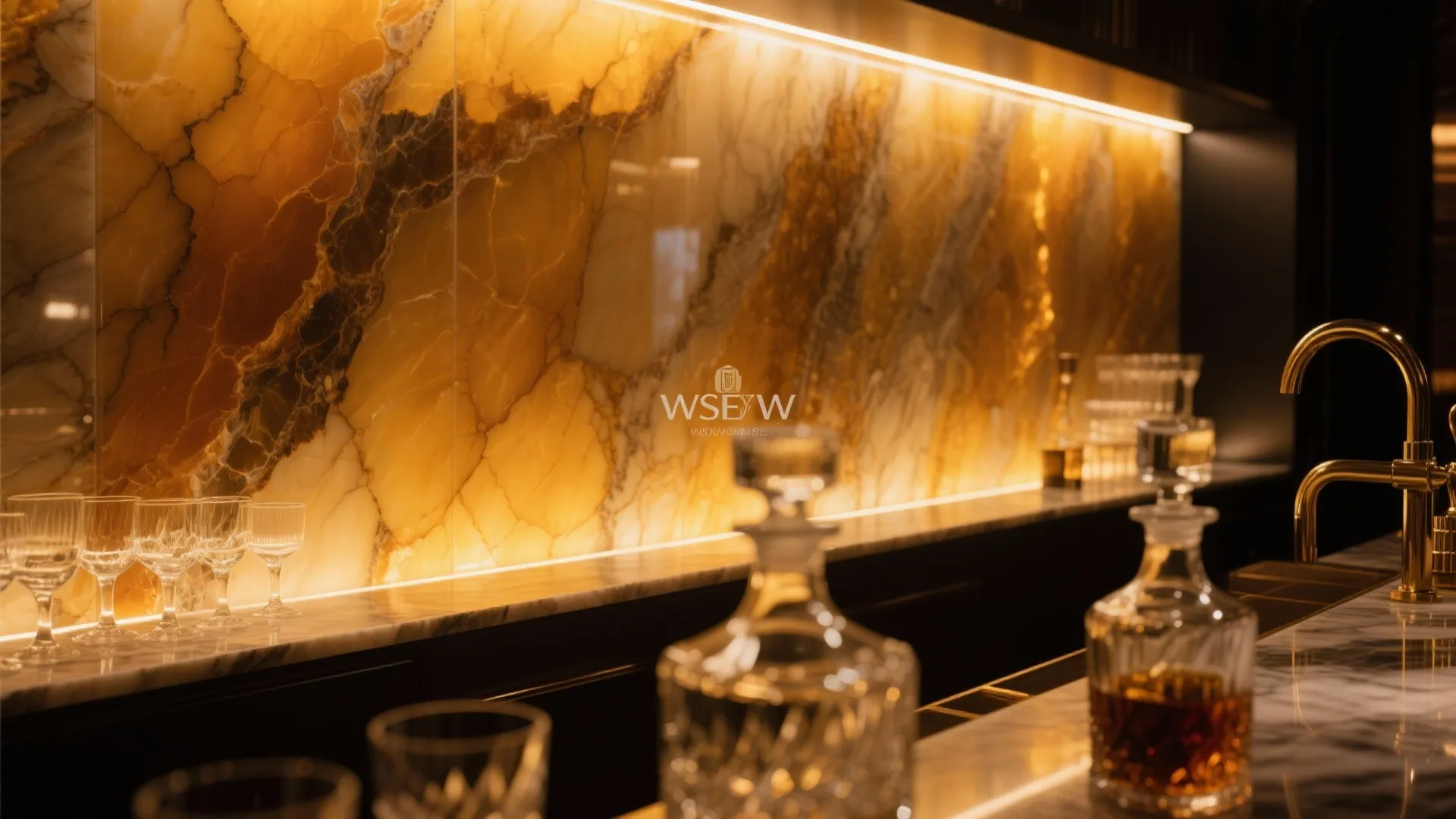 Statement Stone: Backlit Onyx Backsplash