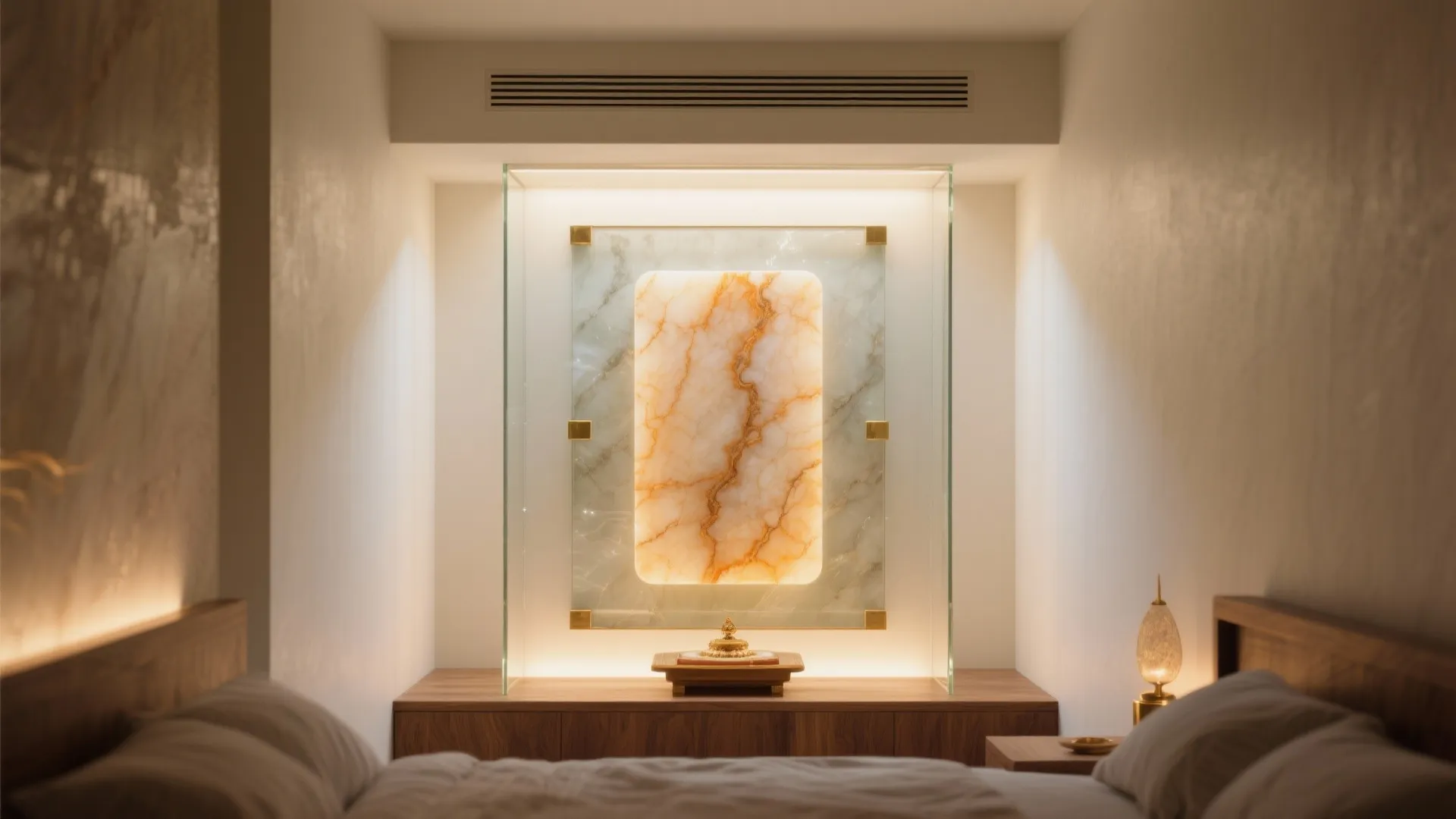 Backlit Onyx-and-Glass Mandir