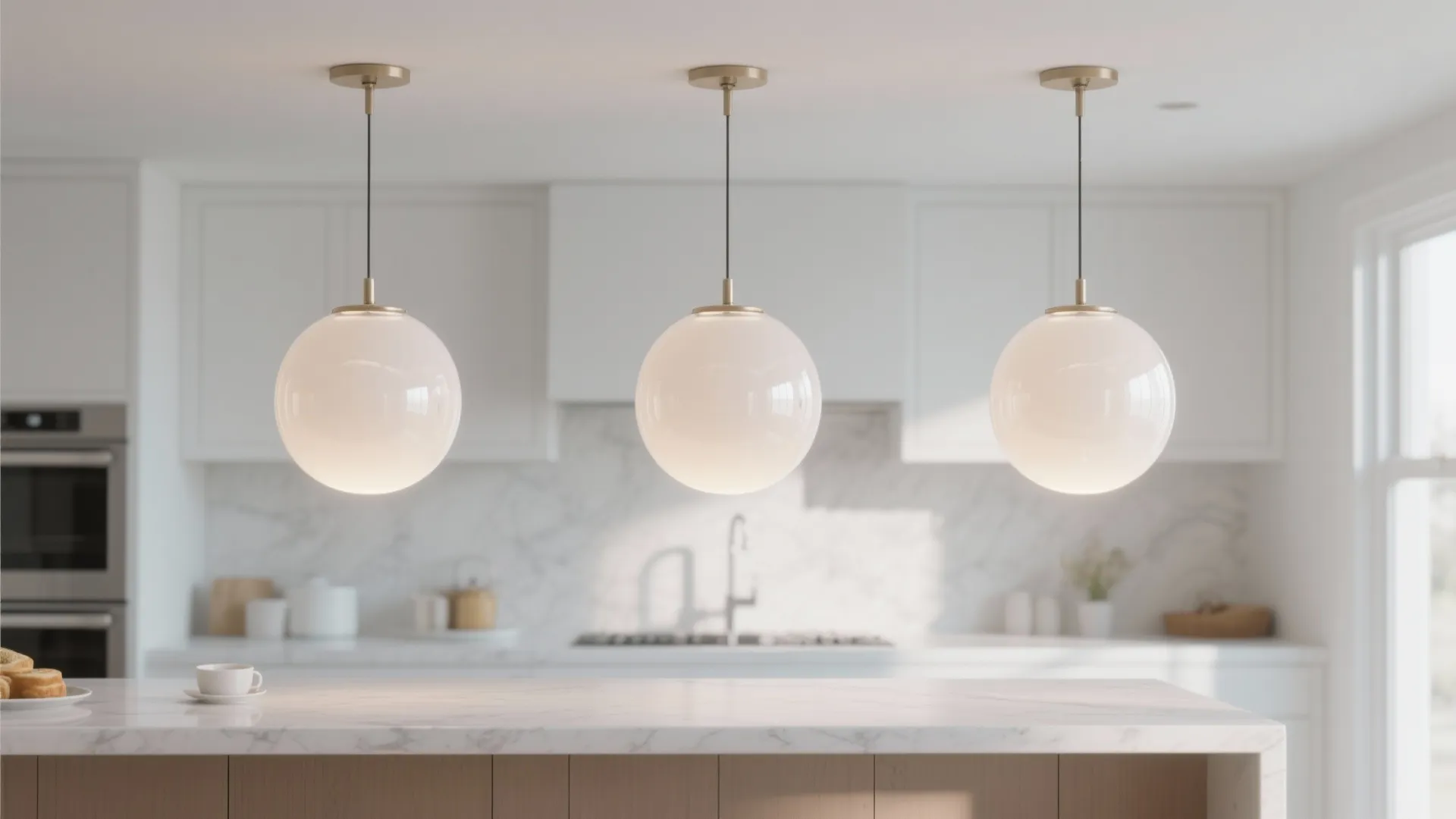 2. Opal glass globe pendants