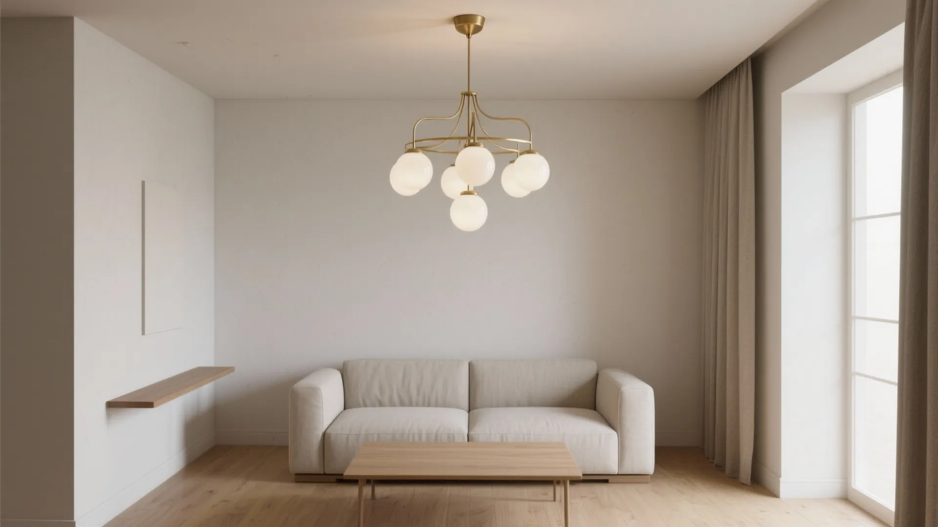 Minimalist opal-glass jhumar for low ceilings