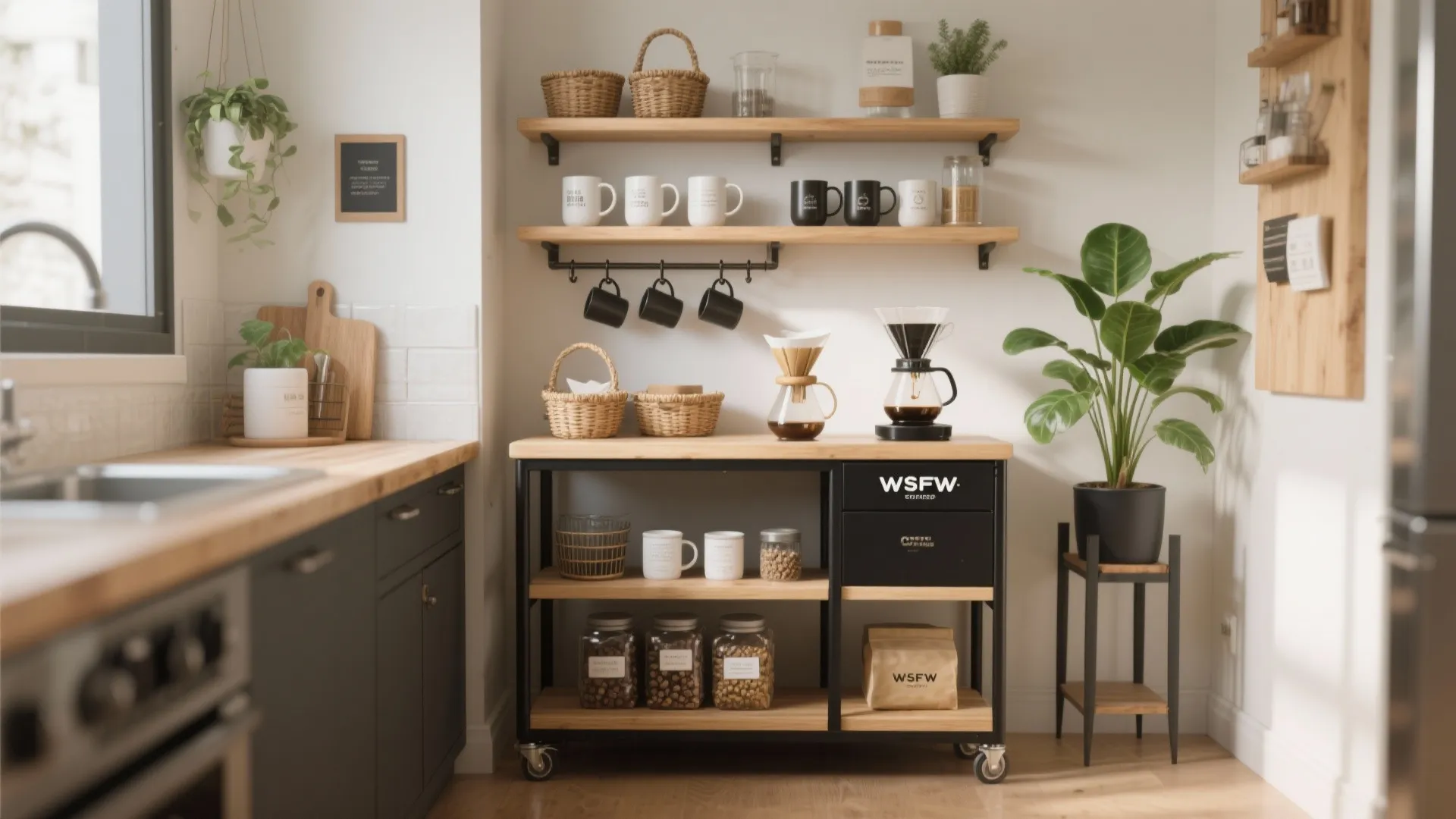 4. Multi-Tier Open Cart as a Bar or Coffee Station