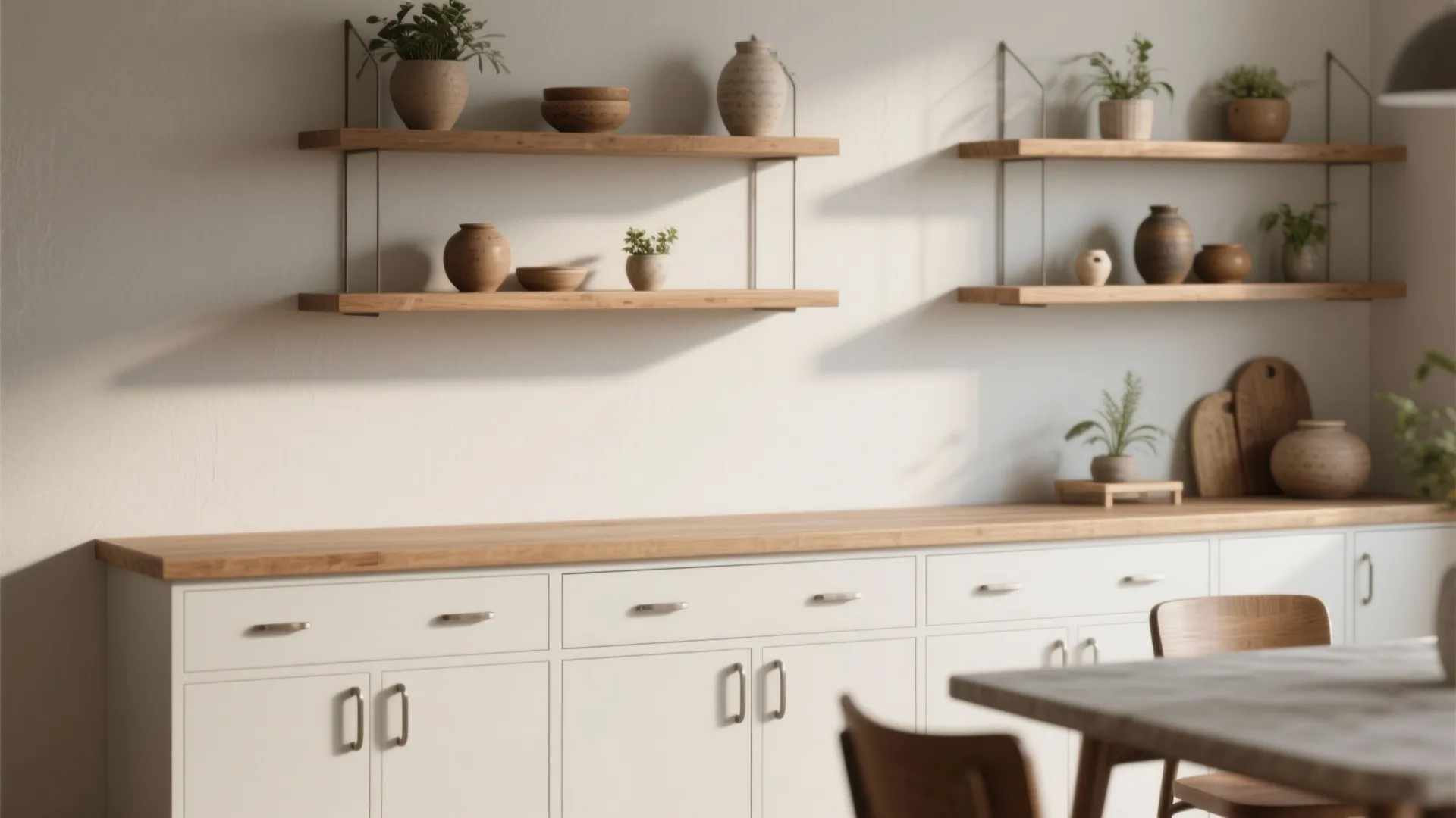 3. Mix of closed cabinets and open shelving