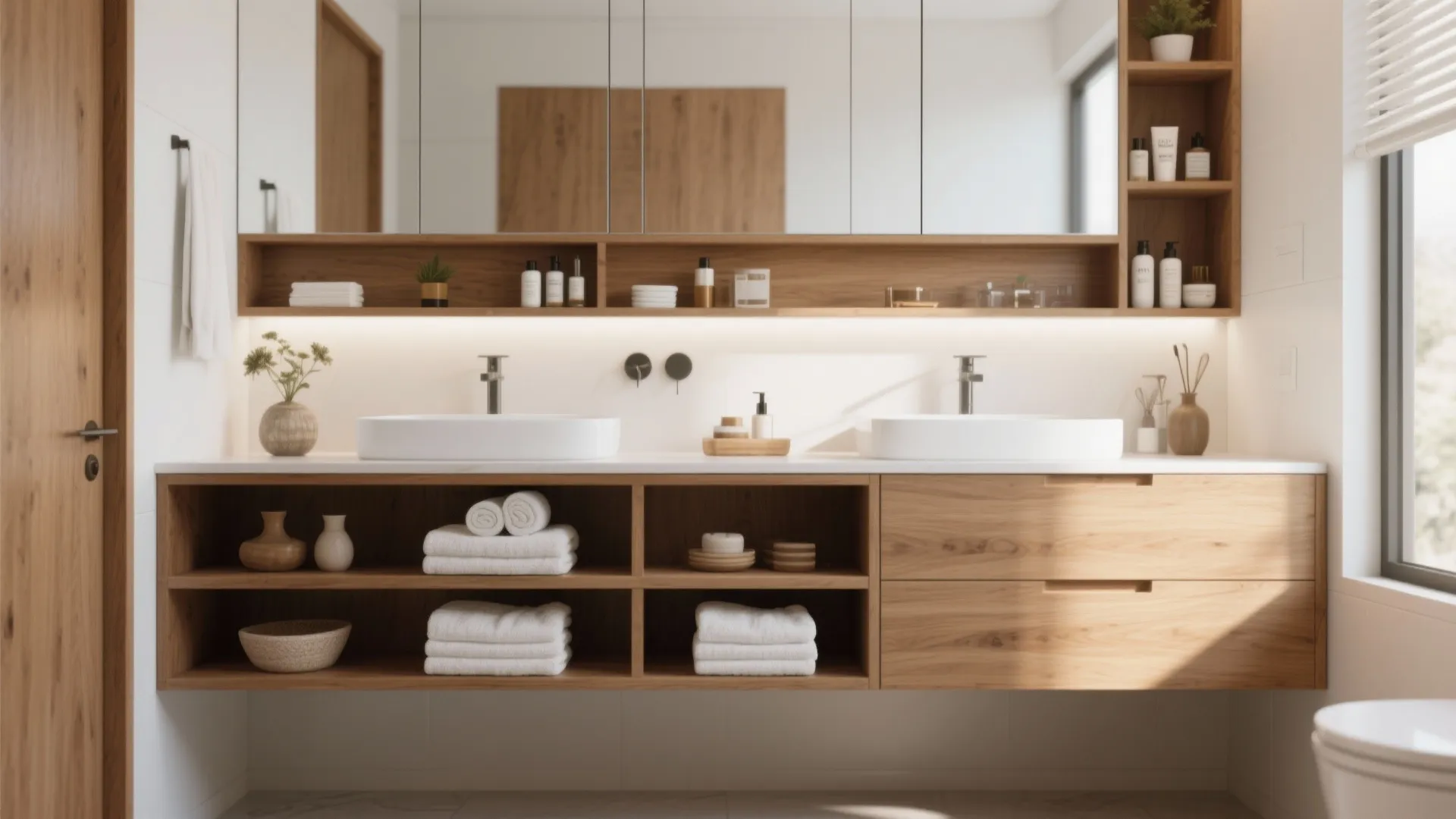 10. Open shelf plus closed cabinet combo