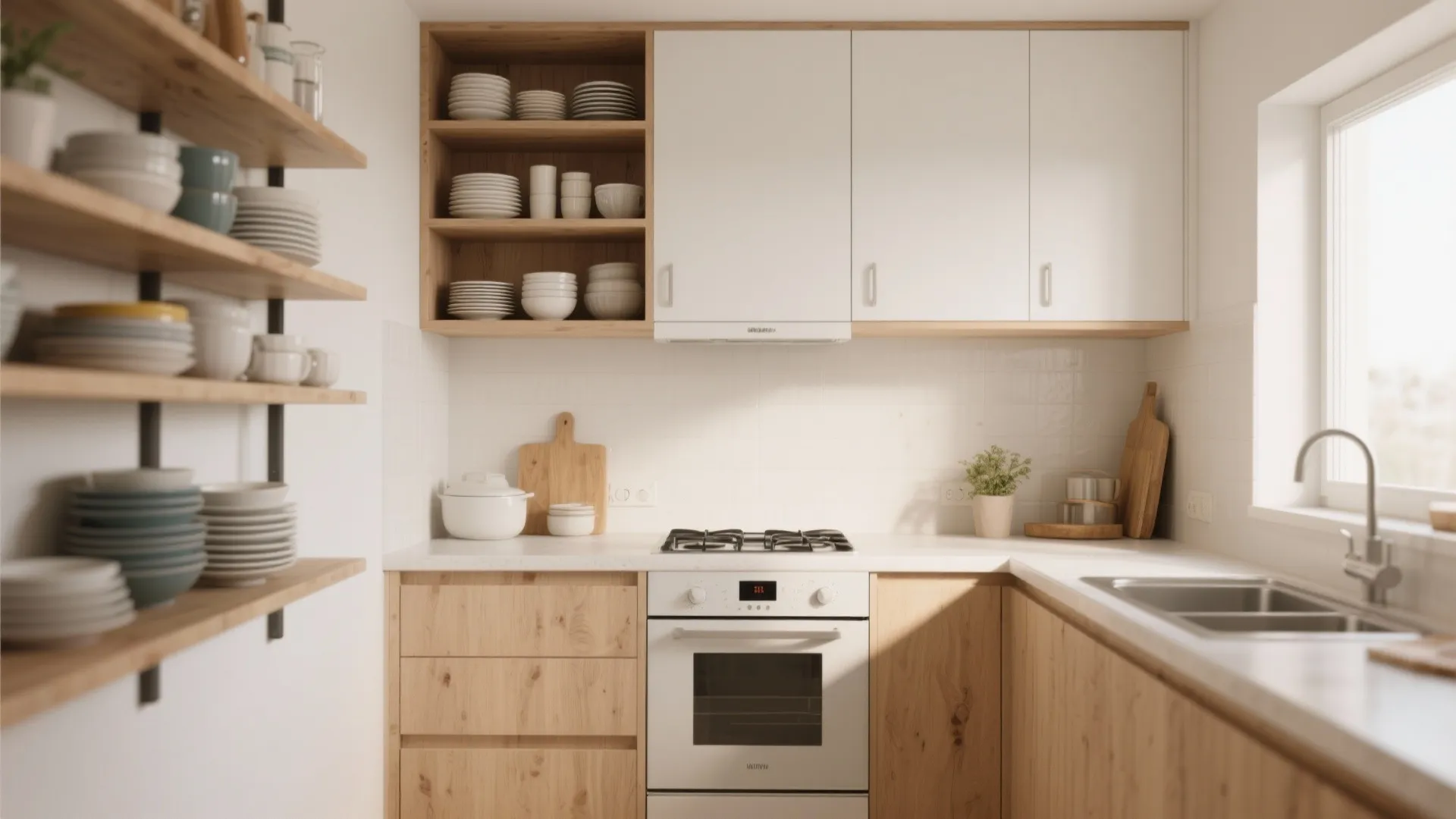 1. Mix Open Shelving and Closed Cabinets