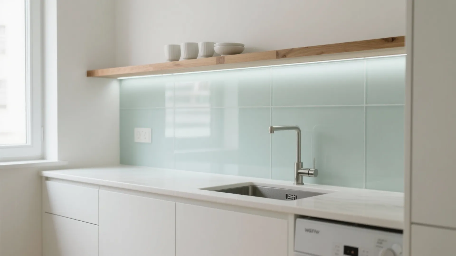 Mix Open and Closed: Light Shelves, Glass Backsplash, Hidden Bulk