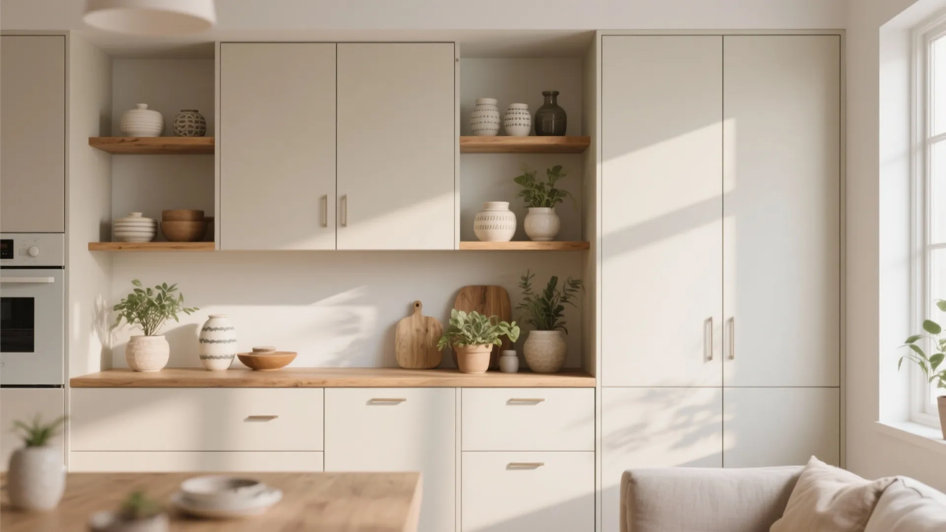 2. Combine Open Shelves with Closed Cabinets