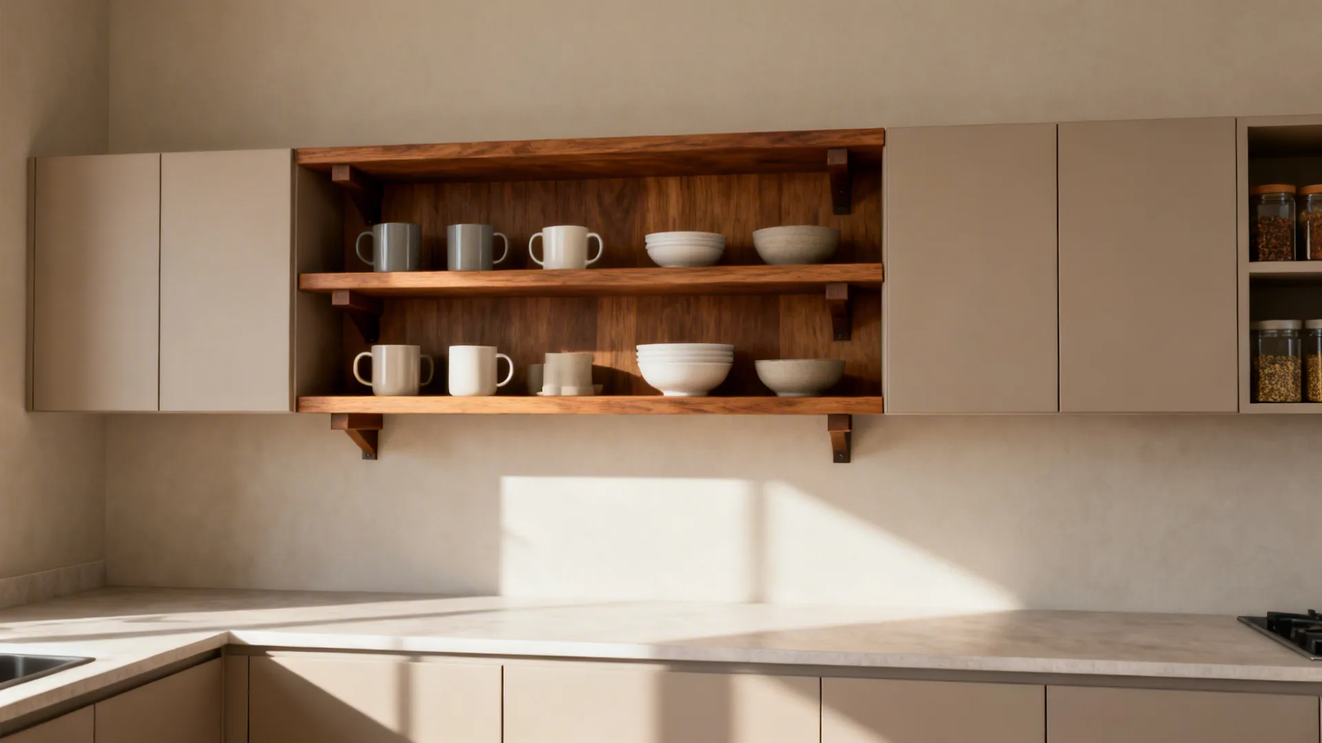 Open shelves with a closed backbone