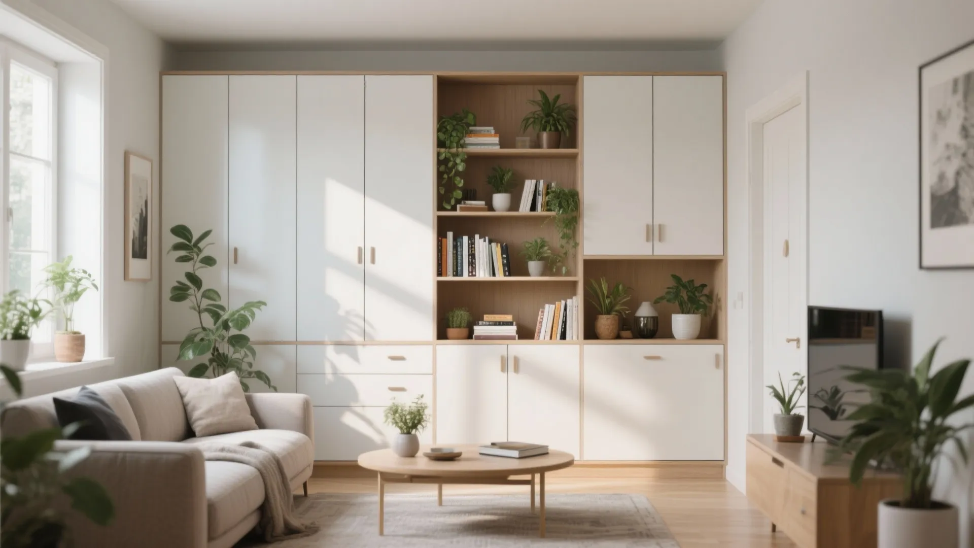 Mix of open shelving and closed storage