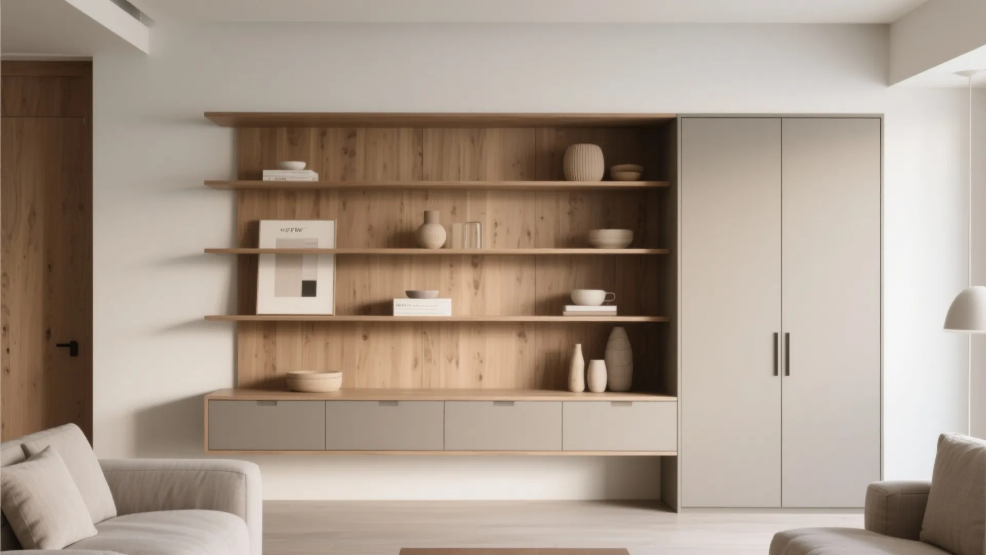 3. Combine Open Shelving with Closed Storage