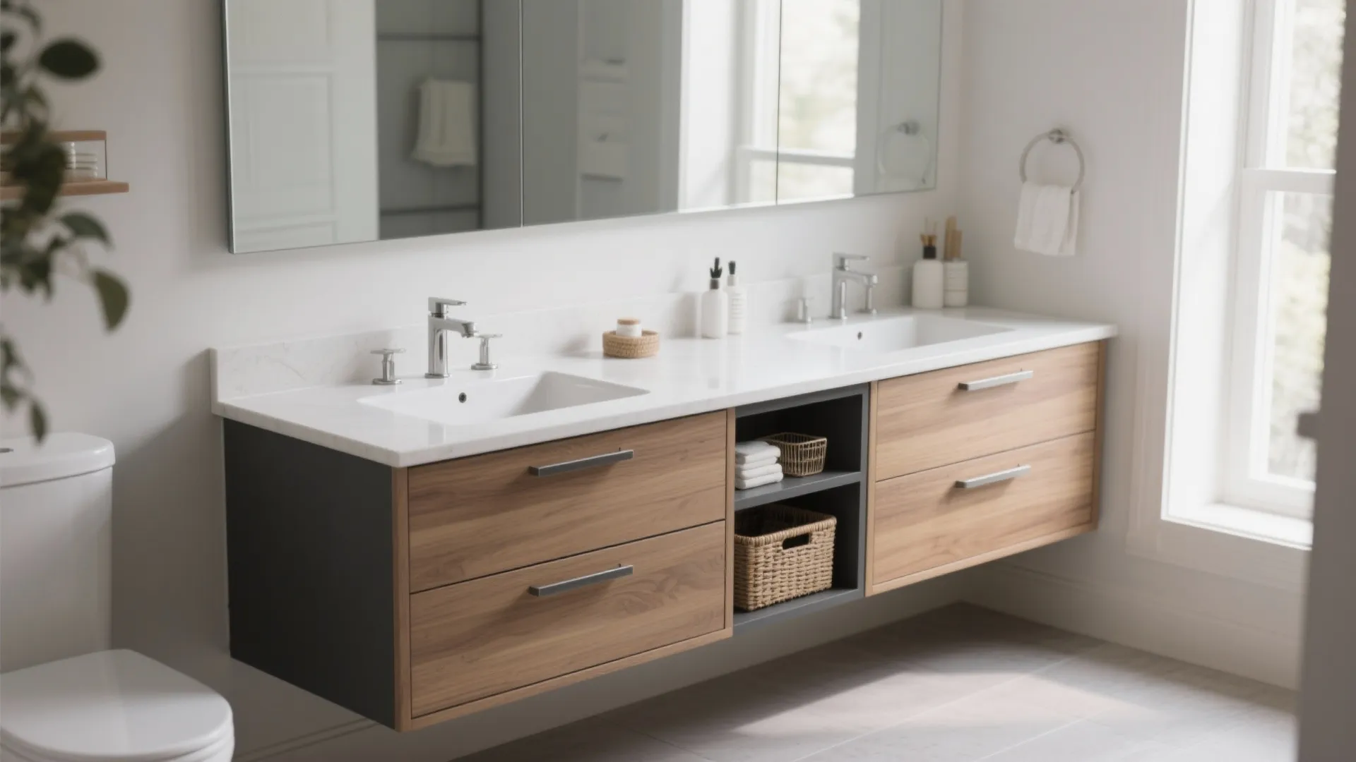 Open Shelves + Closed Drawers: The “See It/Hide It” Storage Mix